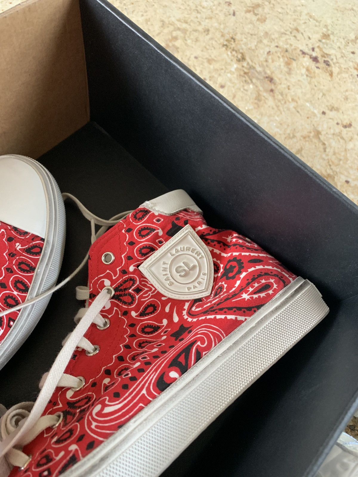 Saint Laurent Paris Bandana Red Paisley Mid Top Trainer Size US 9.5 / EU 42-43 - 10 Thumbnail