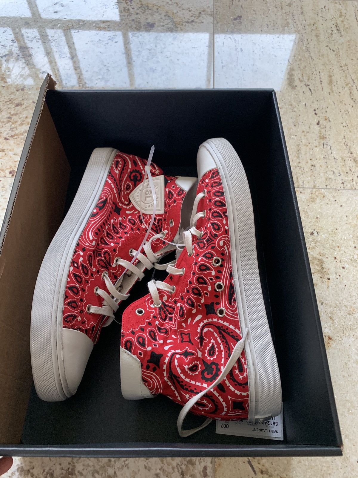 Saint Laurent Paris Bandana Red Paisley Mid Top Trainer Size US 9.5 / EU 42-43 - 1 Thumbnail