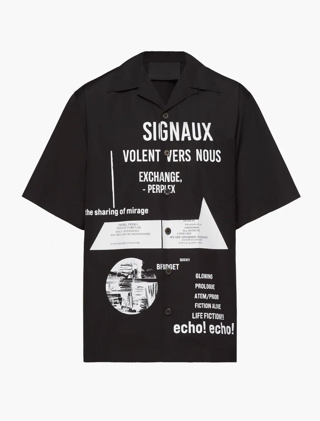 image of Prada Signaux Bowling Shirt in Black, Men's (Size 2XL)