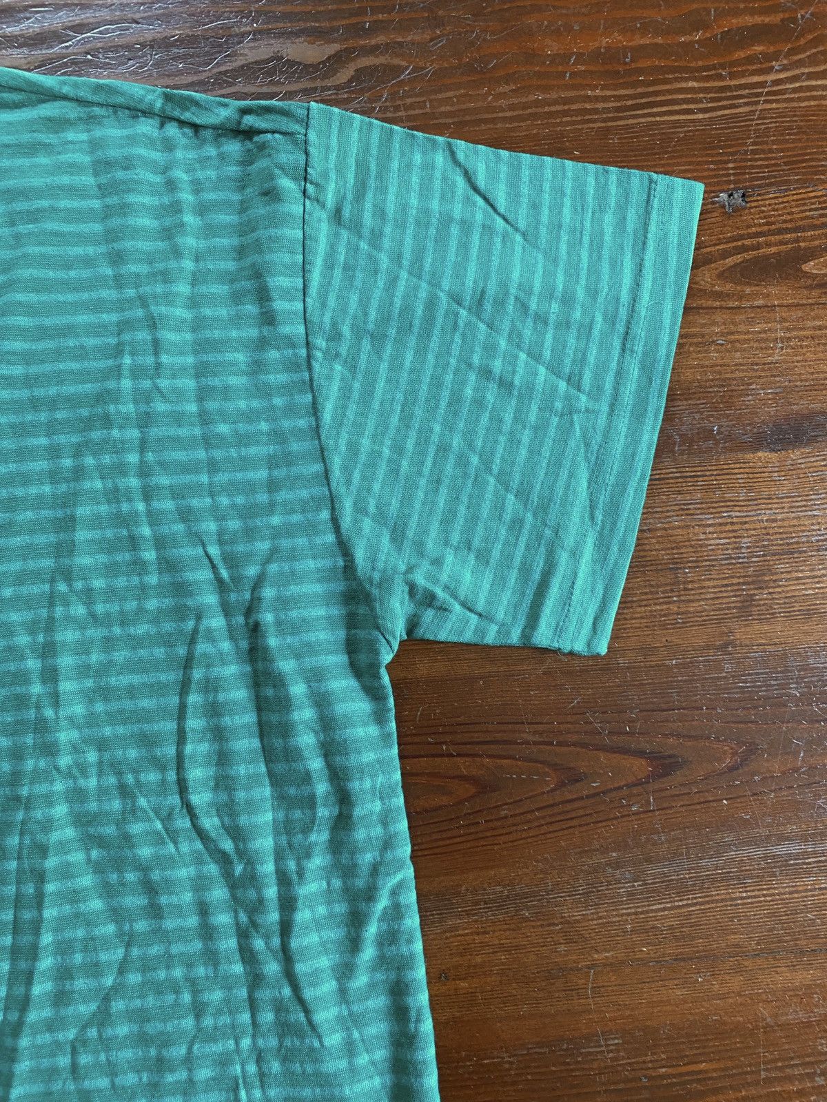 Basic Editions × Vintage Vintage NWT 90s Basic Editions Henley Style Striped Teal Tee Size US XL / EU 56 / 4 - 10 Thumbnail