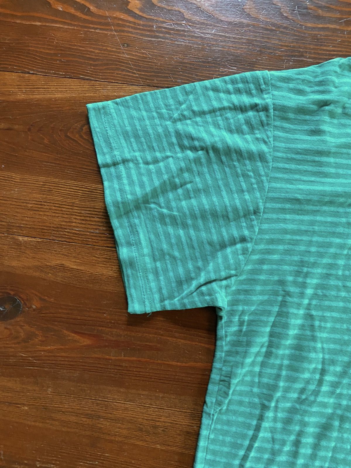 Basic Editions × Vintage Vintage NWT 90s Basic Editions Henley Style Striped Teal Tee Size US XL / EU 56 / 4 - 3 Thumbnail