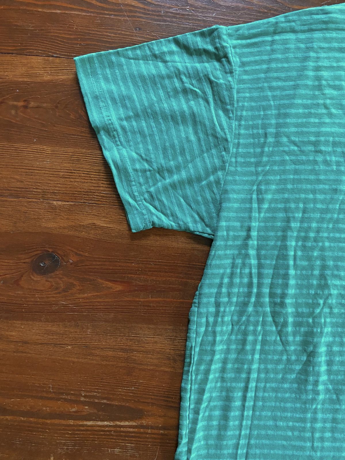 Basic Editions × Vintage Vintage NWT 90s Basic Editions Henley Style Striped Teal Tee Size US XL / EU 56 / 4 - 11 Thumbnail
