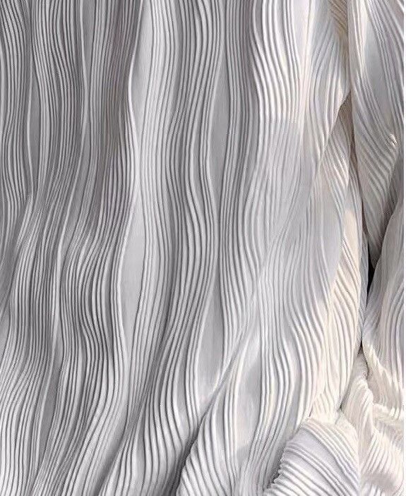 Japanese Brand × Vintage Korean fashion white wave pleats long sleeve top pullover Size US L / EU 52-54 / 3 - 6 Thumbnail