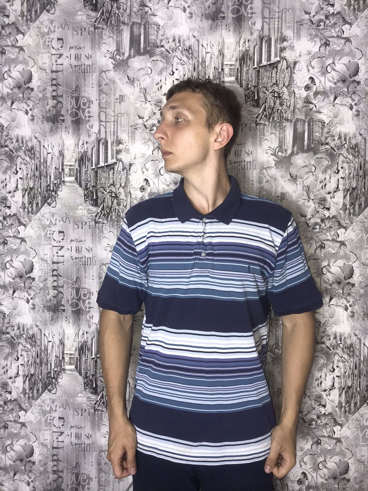 Yves Saint Laurent Vintage Yves Saint Laurent striped polo Size US XL / EU 56 / 4 - 1 Thumbnail