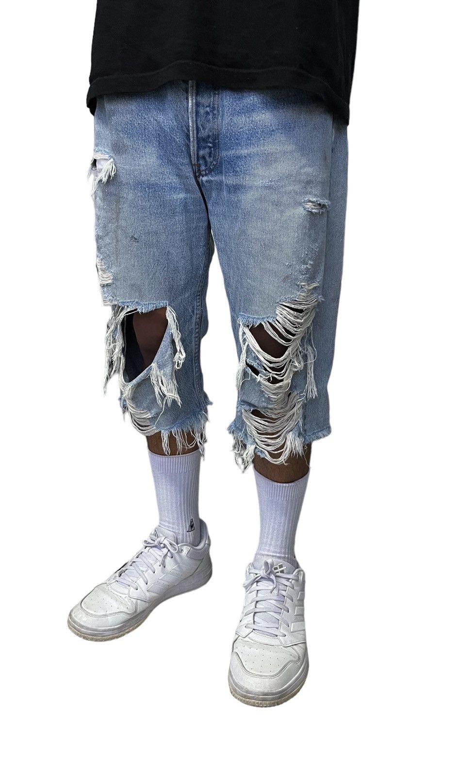 Levi's Made & Crafted Vtg Levi’s Thrashed Released Hem Custom Three Quarter Shorts Size US 30 / EU 46 - 4 Thumbnail