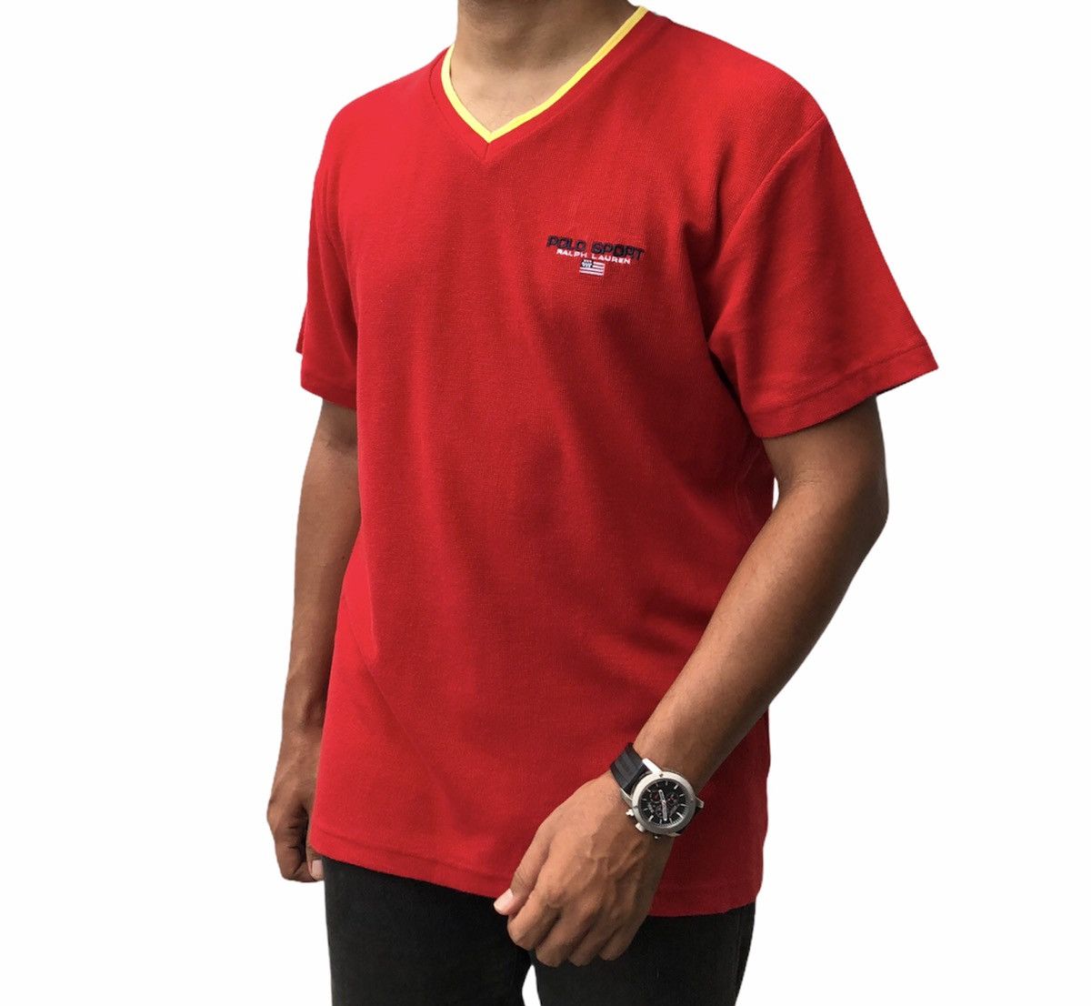 Polo Ralph Lauren Vintage Polo Sport by Ralph Lauren V-Neck T-shirt Size US L / EU 52-54 / 3 - 2 Thumbnail