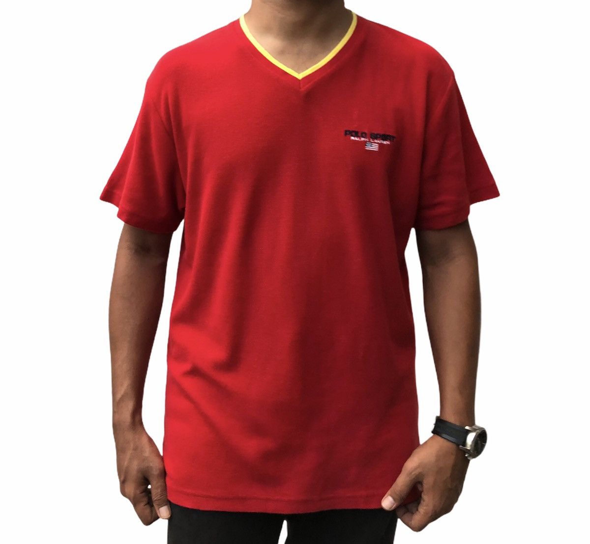 Polo Ralph Lauren Vintage Polo Sport by Ralph Lauren V-Neck T-shirt Size US L / EU 52-54 / 3 - 1 Thumbnail