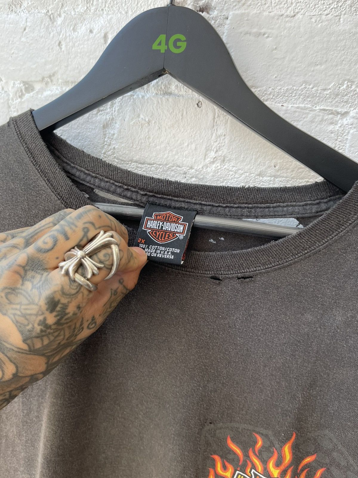 Harley Davidson × Vintage Vintage 4GSELLER HARLEY DICE FLAMES SHIRT Size US XL / EU 56 / 4 - 6 Thumbnail
