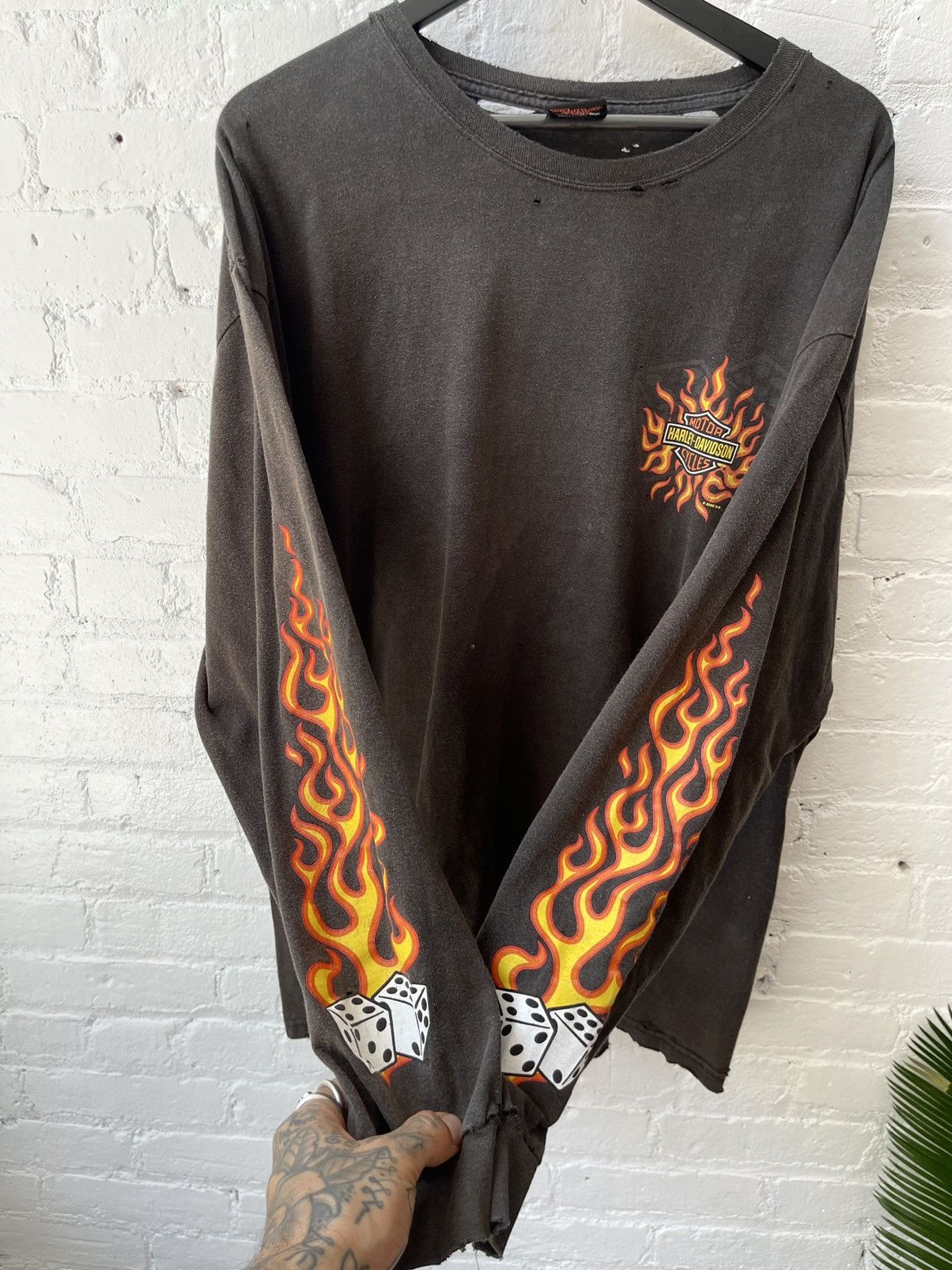 Harley Davidson × Vintage Vintage 4GSELLER HARLEY DICE FLAMES SHIRT Size US XL / EU 56 / 4 - 10 Thumbnail
