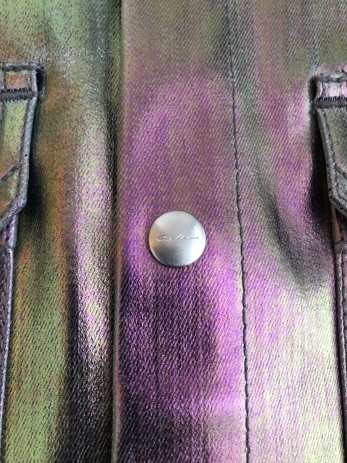 Rick Owens × Rick Owens Drkshdw NEW 🔥 IRIDESCENT METAL COATED DENIM JACKET TECUATL CARTI 48 Size US M / EU 48-50 / 2 - 5 Thumbnail