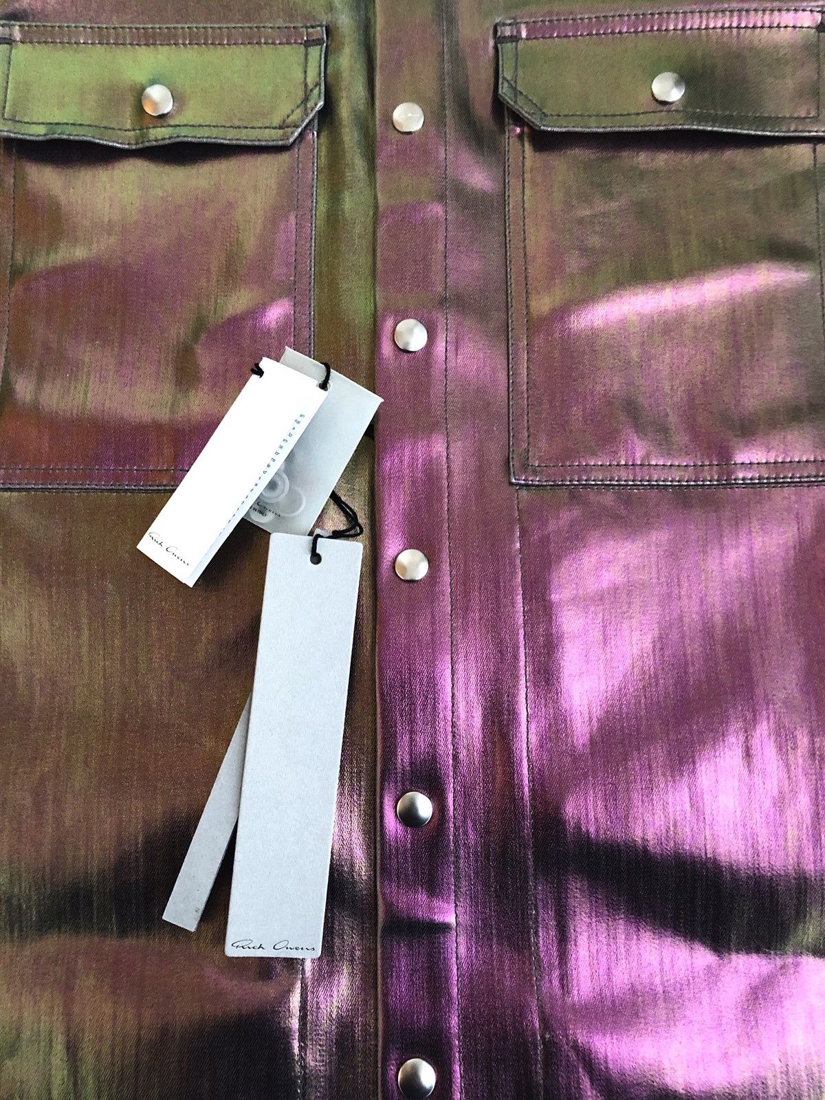 Rick Owens × Rick Owens Drkshdw NEW 🔥 IRIDESCENT METAL COATED DENIM JACKET TECUATL CARTI 48 Size US M / EU 48-50 / 2 - 8 Thumbnail