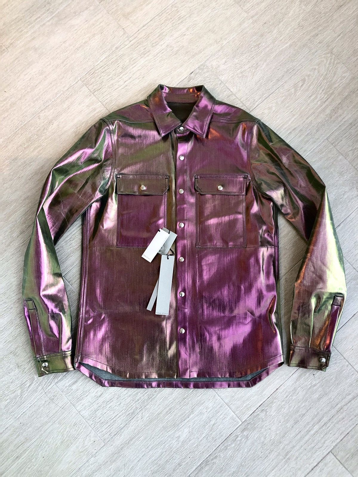 Rick Owens × Rick Owens Drkshdw NEW 🔥 IRIDESCENT METAL COATED DENIM JACKET TECUATL CARTI 48 Size US M / EU 48-50 / 2 - 1 Thumbnail