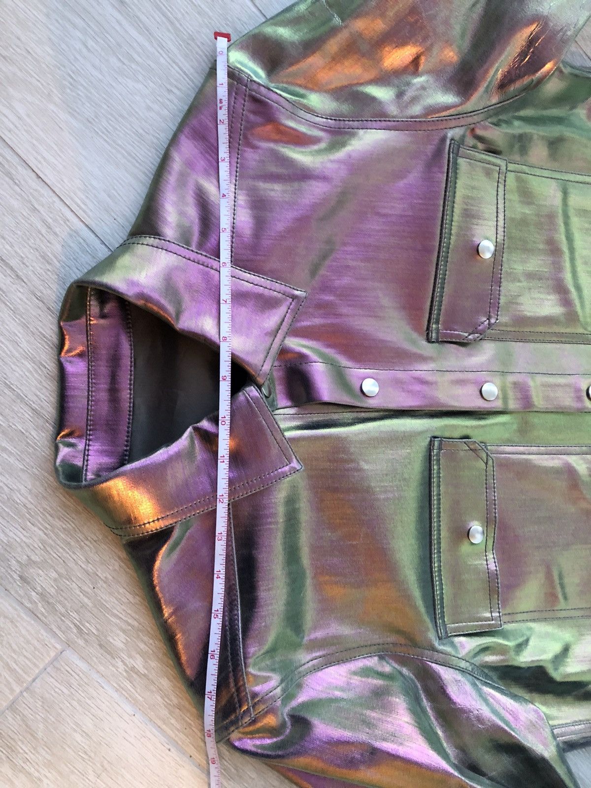 Rick Owens × Rick Owens Drkshdw NEW 🔥 IRIDESCENT METAL COATED DENIM JACKET TECUATL CARTI 48 Size US M / EU 48-50 / 2 - 14 Thumbnail