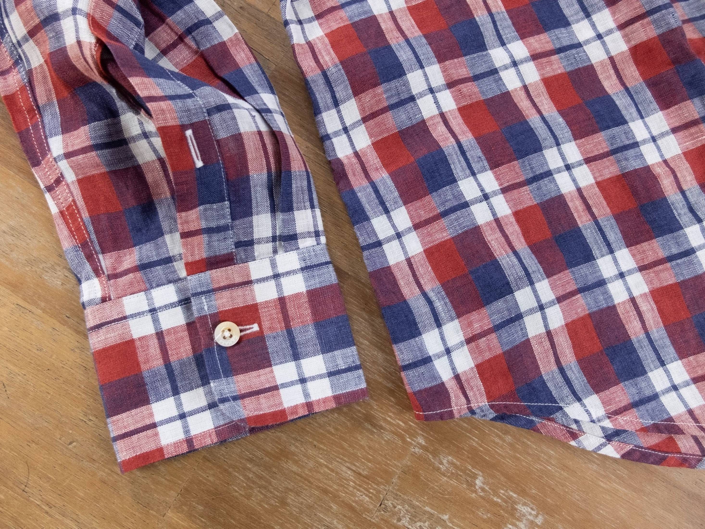 Canali CANALI modern fit button-down linen plaid shirt Size Large Size US L / EU 52-54 / 3 - 6 Thumbnail
