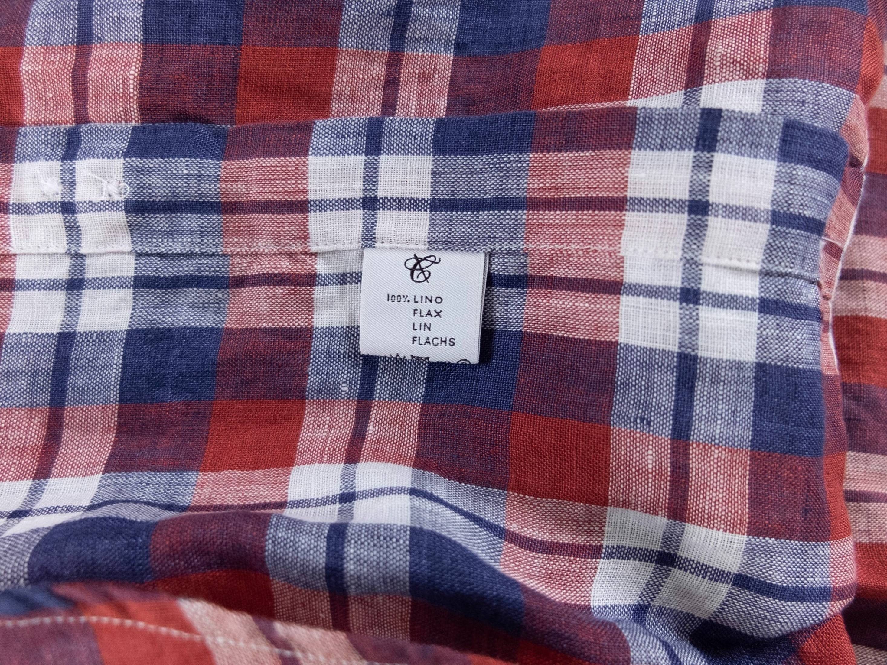 Canali CANALI modern fit button-down linen plaid shirt Size Large Size US L / EU 52-54 / 3 - 7 Thumbnail