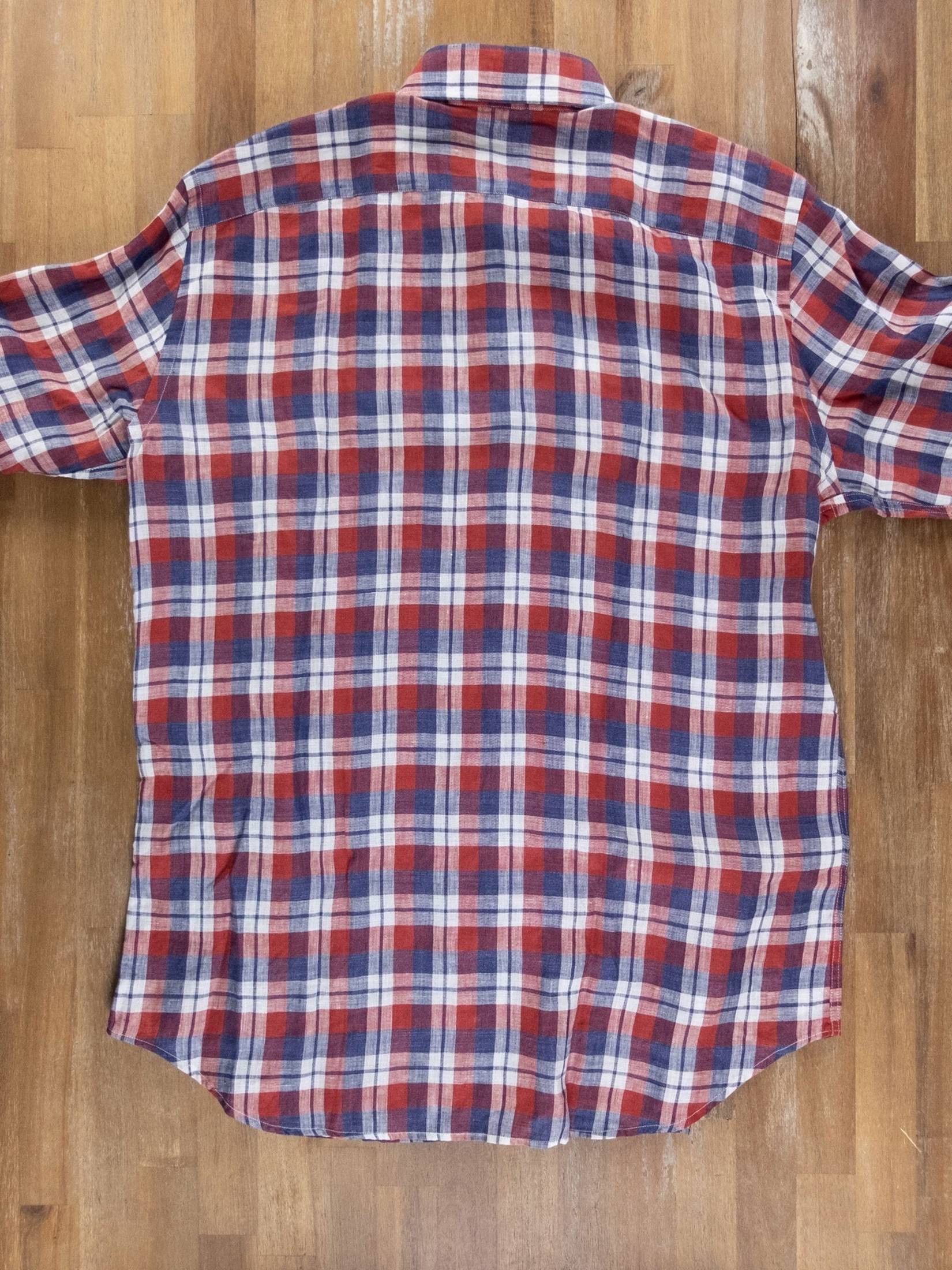 Canali CANALI modern fit button-down linen plaid shirt Size Large Size US L / EU 52-54 / 3 - 8 Thumbnail
