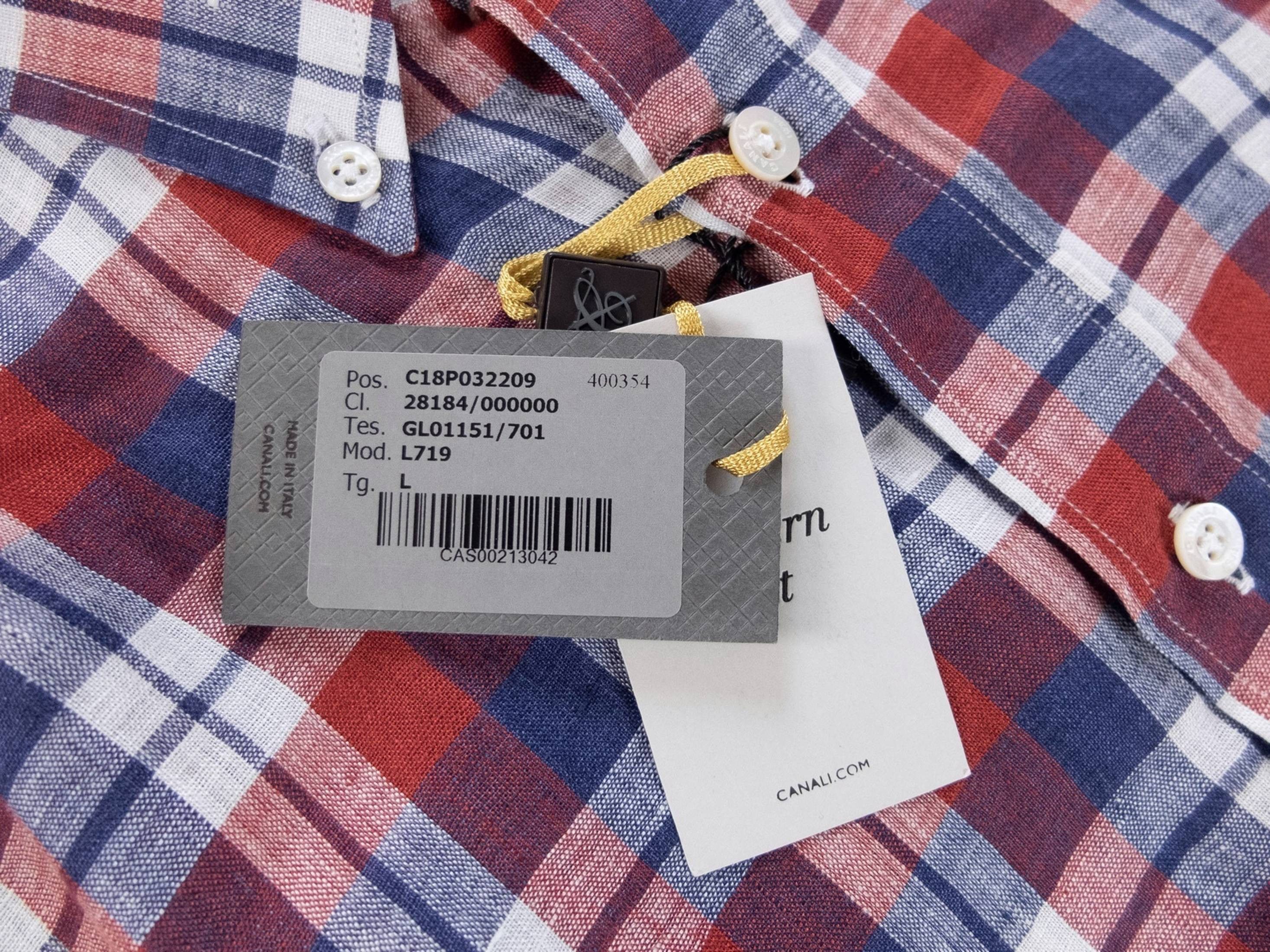 Canali CANALI modern fit button-down linen plaid shirt Size Large Size US L / EU 52-54 / 3 - 5 Thumbnail