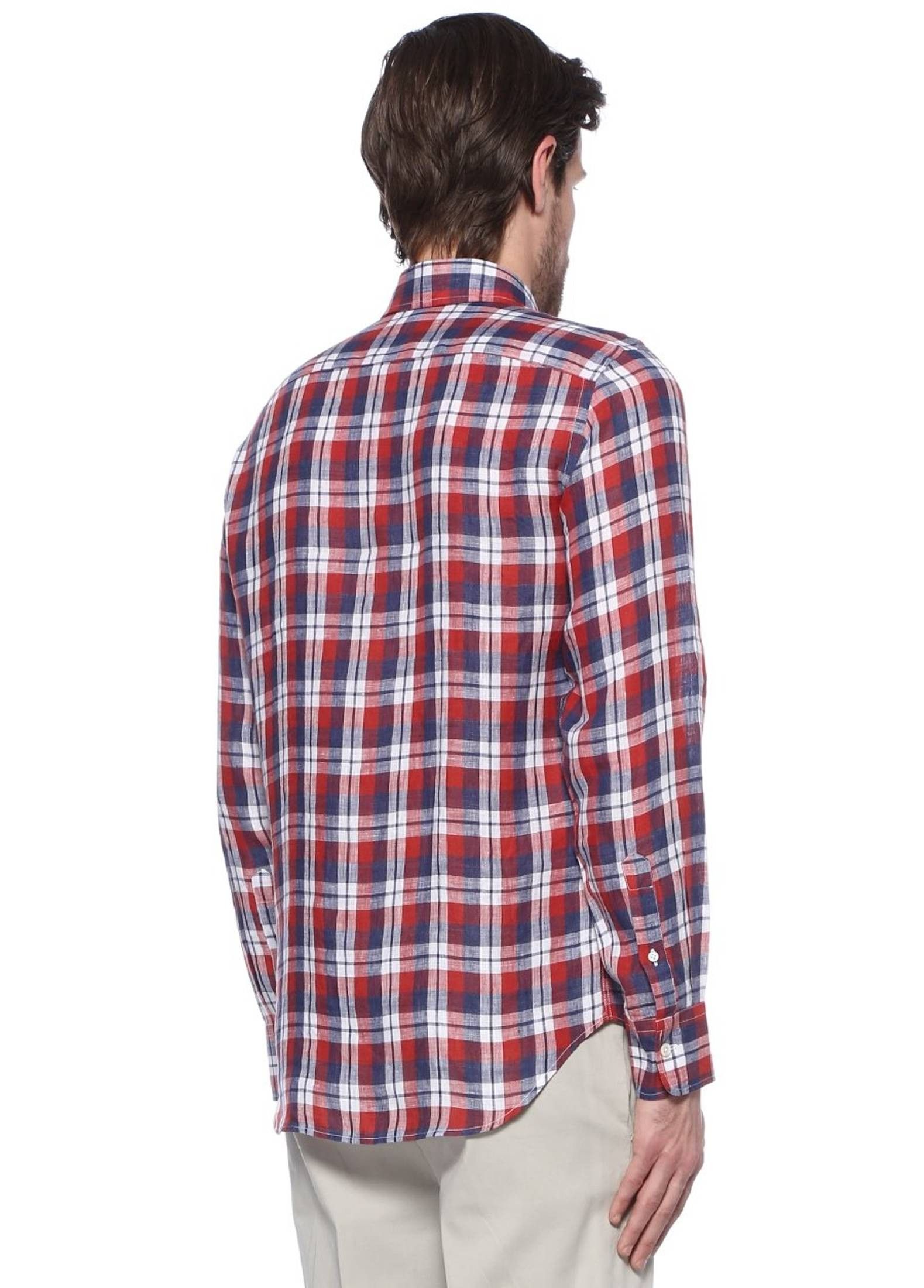 Canali CANALI modern fit button-down linen plaid shirt Size Large Size US L / EU 52-54 / 3 - 2 Thumbnail