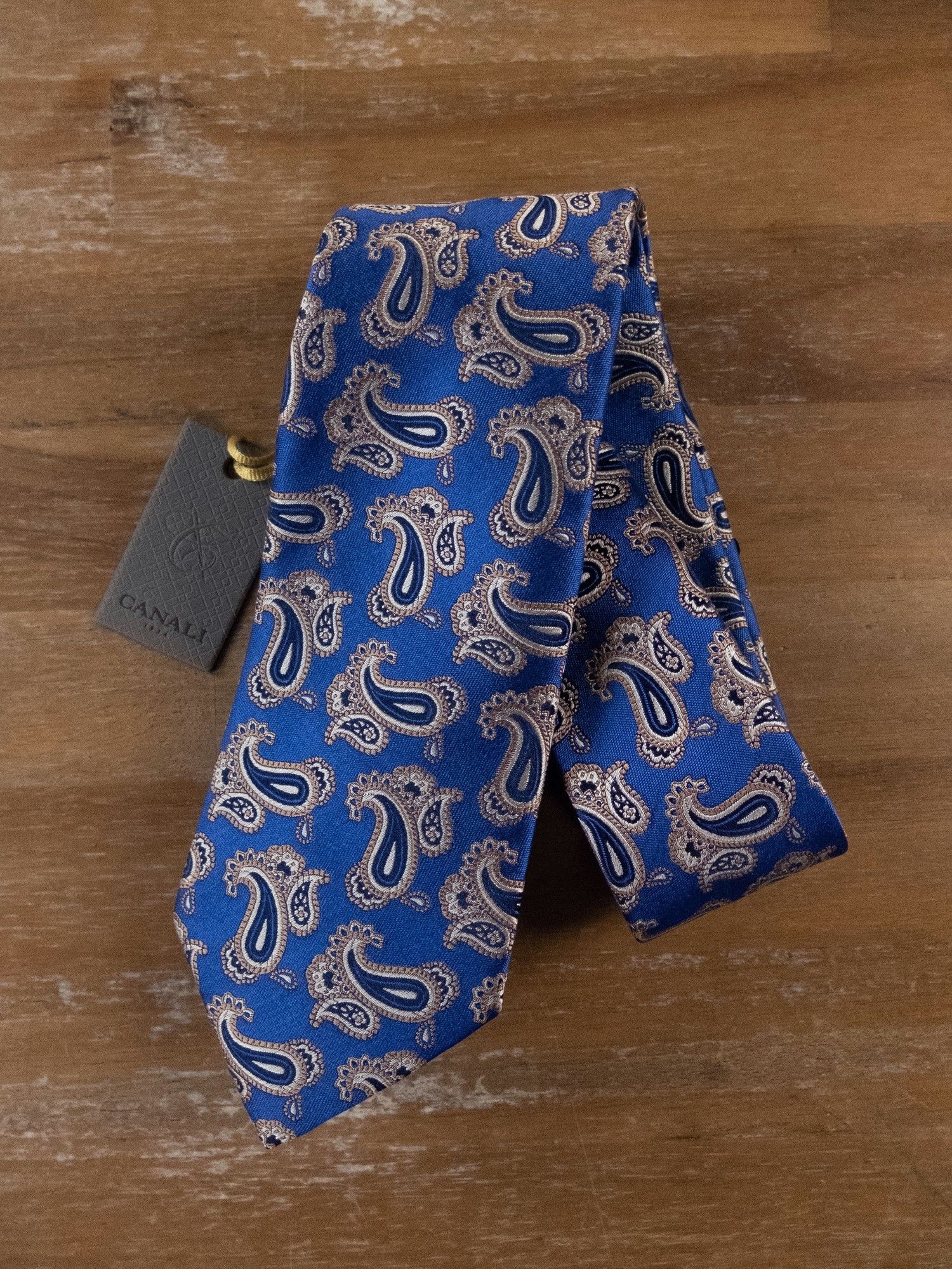 Canali CANALI blue paisley motif woven silk tie authentic NWT Size ONE SIZE - 1 Thumbnail