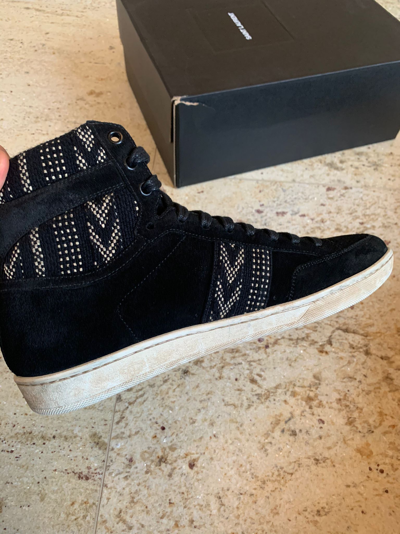 Saint Laurent Paris SL10H High Top Ikat Trainers in Black Size US 9 / EU 42 - 11 Thumbnail