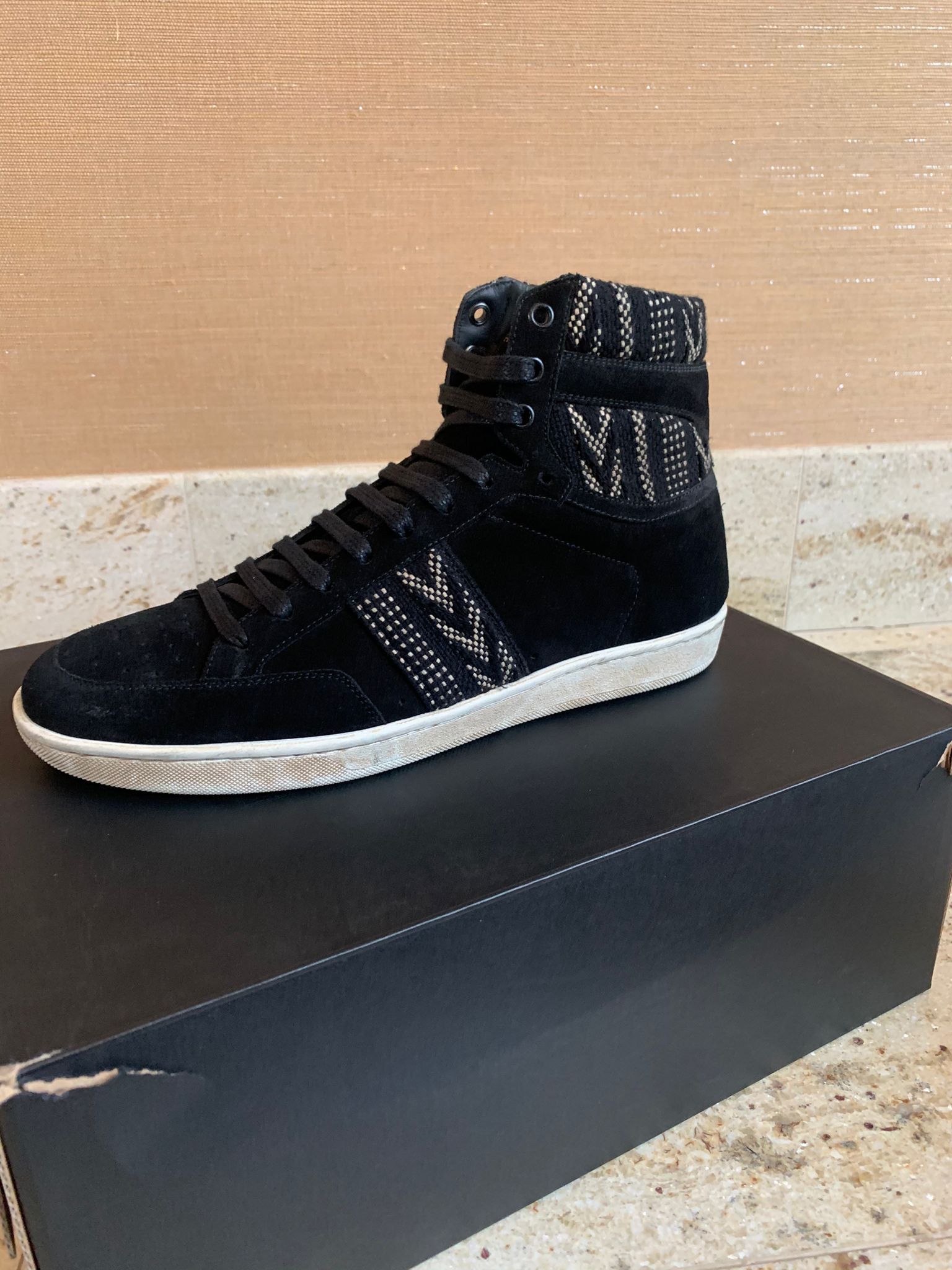 Saint Laurent Paris SL10H High Top Ikat Trainers in Black Size US 9 / EU 42 - 2 Thumbnail