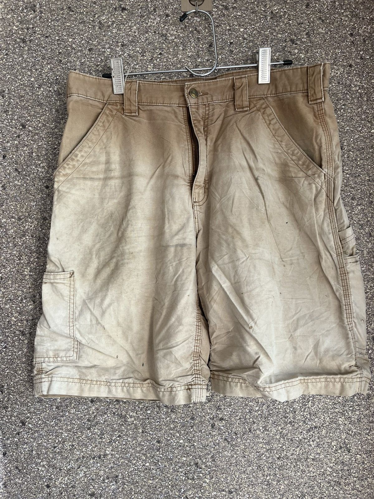 image of Distressed Denim x Made In USA Carhartt Ft50 in Khaki, Men's (Size 34)