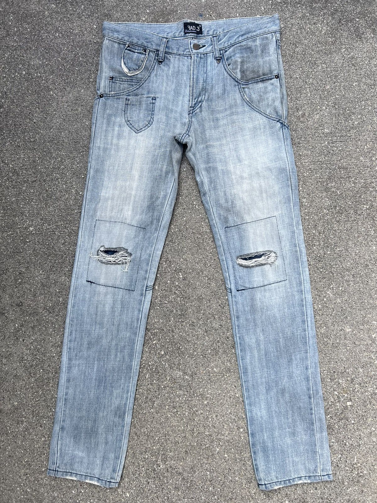 Fad Three FAD 3 Japan Multiple Pocket Faded Denim Jeans Size US 31 - 1 Thumbnail