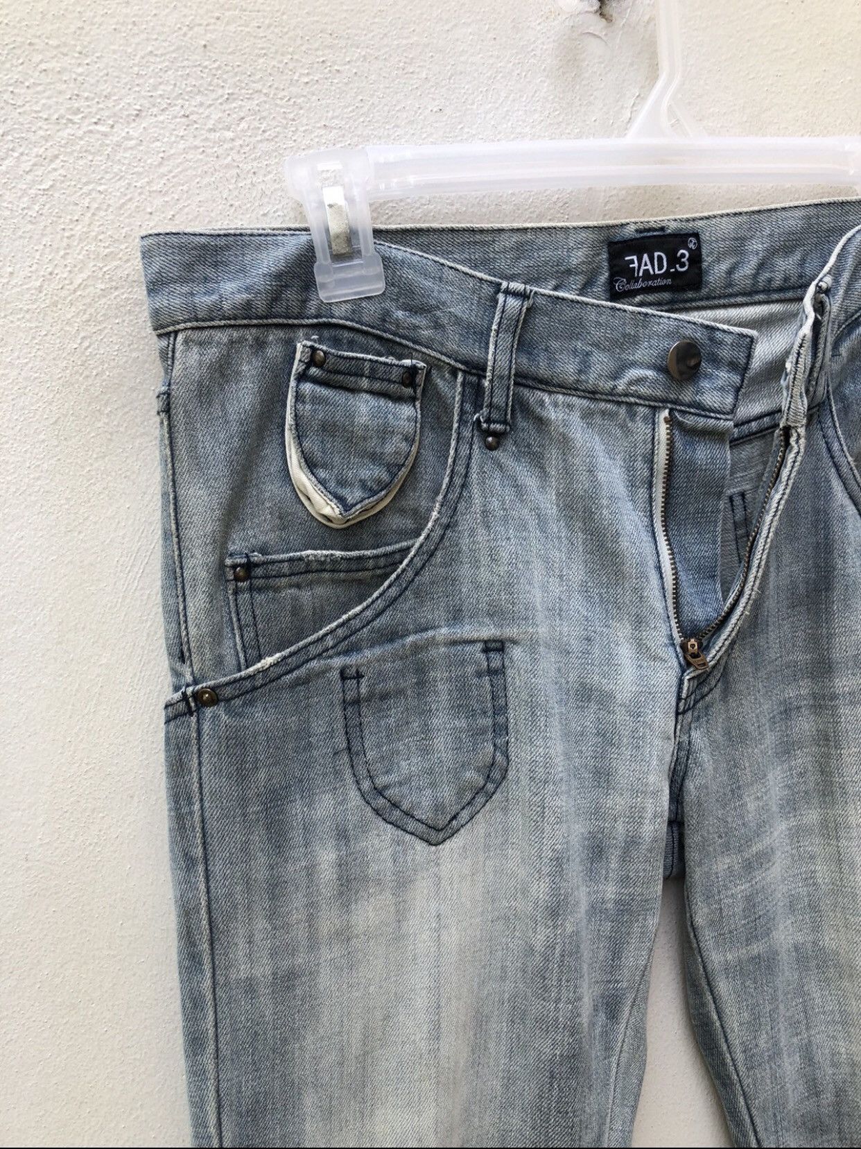 Fad Three FAD 3 Japan Multiple Pocket Faded Denim Jeans Size US 31 - 8 Thumbnail
