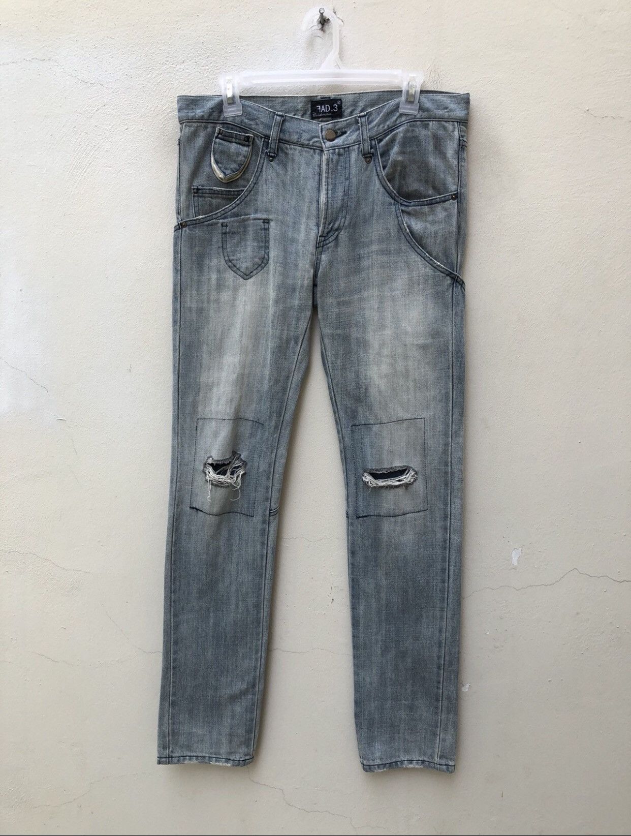 Fad Three FAD 3 Japan Multiple Pocket Faded Denim Jeans Size US 31 - 6 Thumbnail