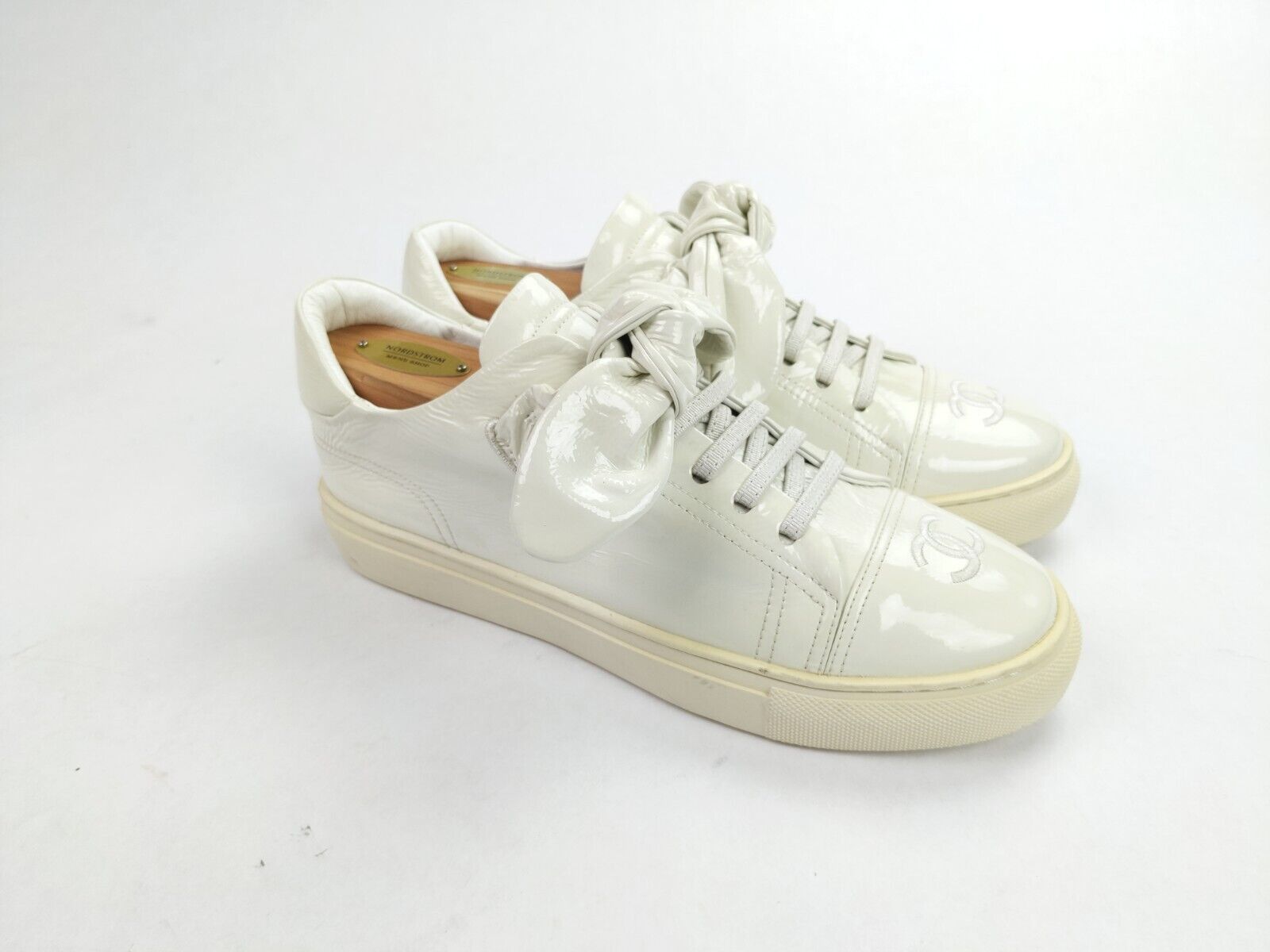 Chanel WORN 1x White Crumple Sneakers Shoes w Bows Size EU 40 SS20 Grailed