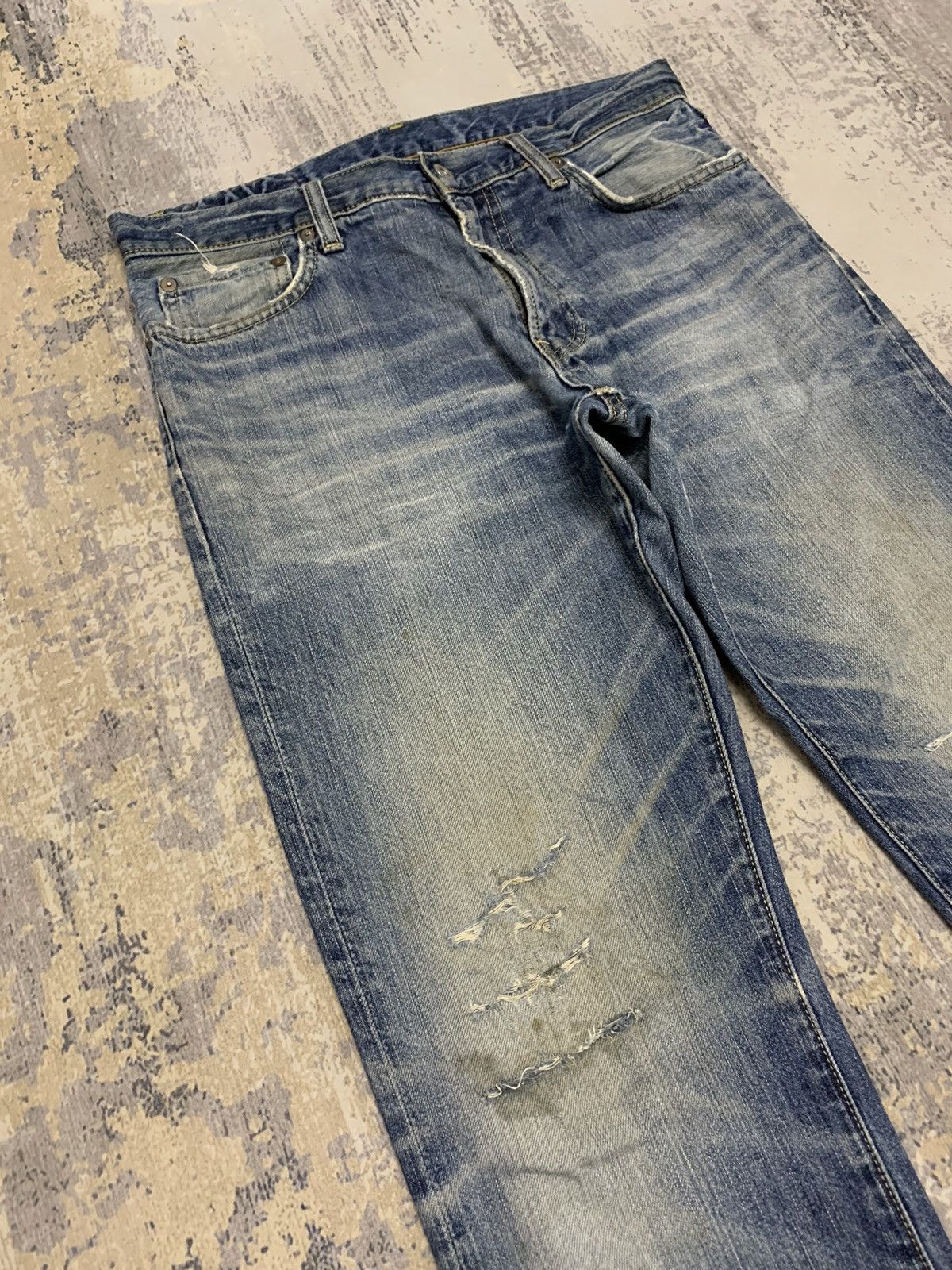 Japanese Brand Japanese Uniqlo Undercover Style Distressed Denim Jeans Size US 33 - 2 Thumbnail