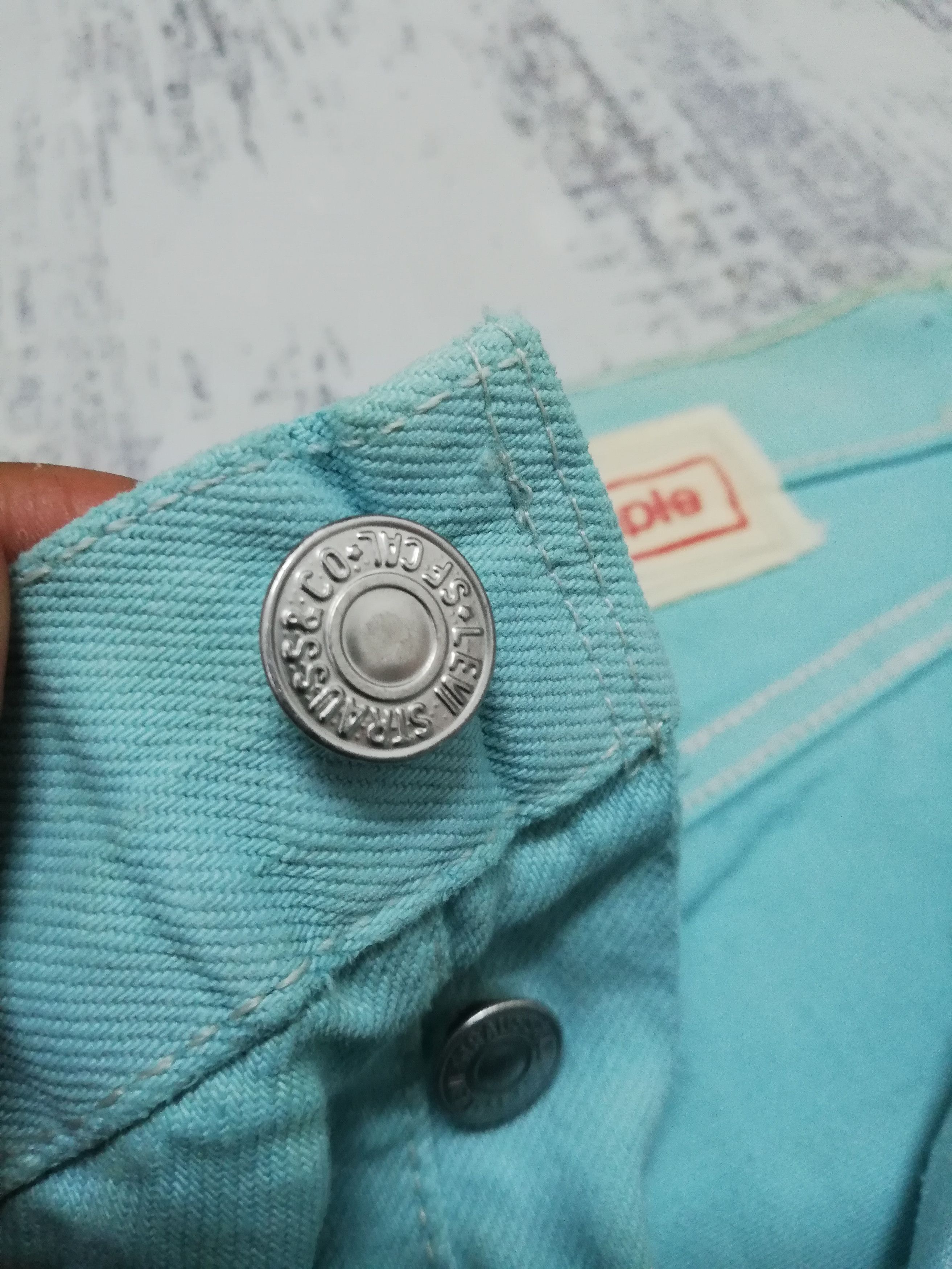 Levi's Vtg Levi's 501 Sample Turquoise Jeans w/ Lace Side Panels Size US 29 - 7 Thumbnail