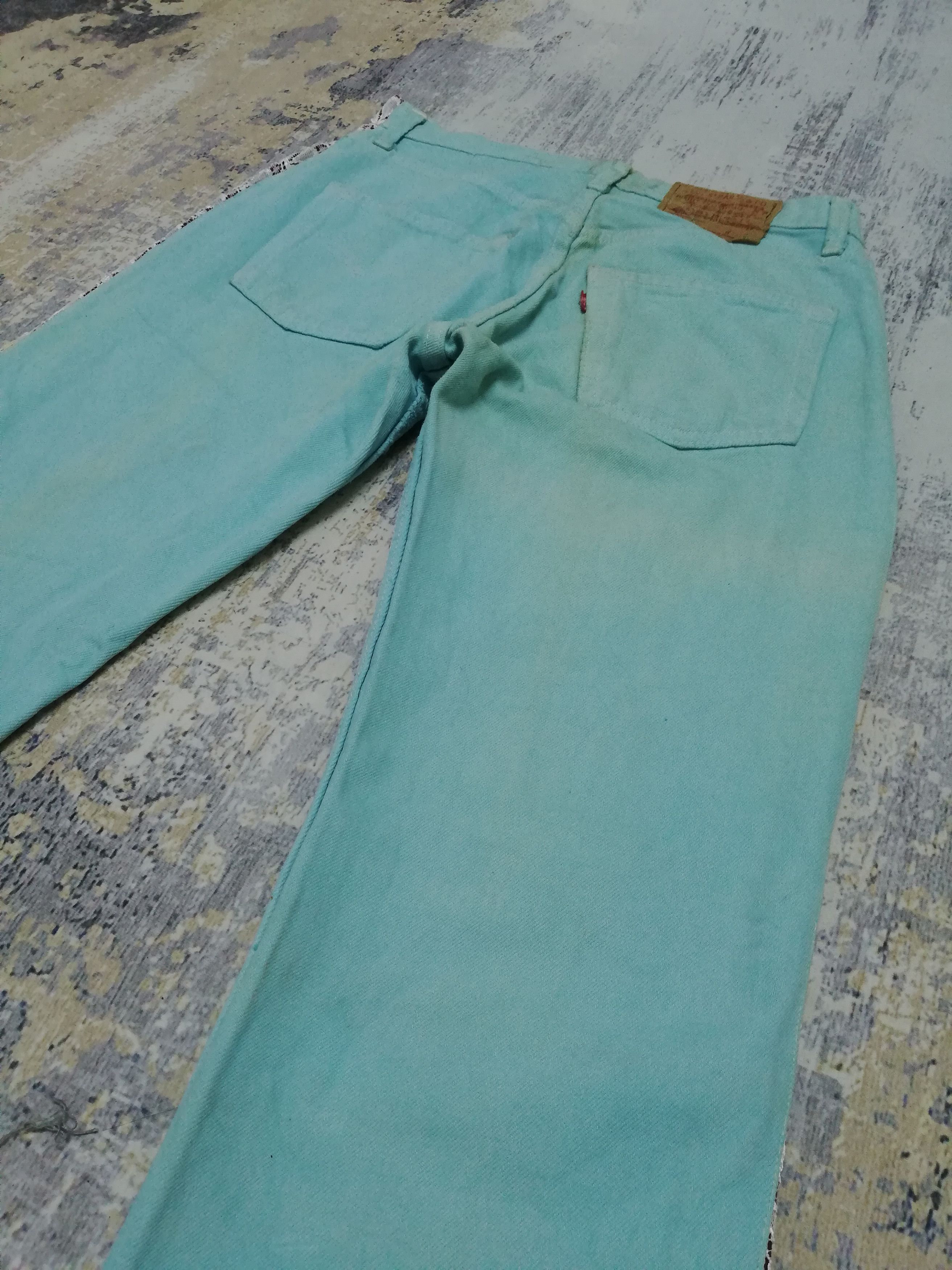 Levi's Vtg Levi's 501 Sample Turquoise Jeans w/ Lace Side Panels Size US 29 - 13 Thumbnail