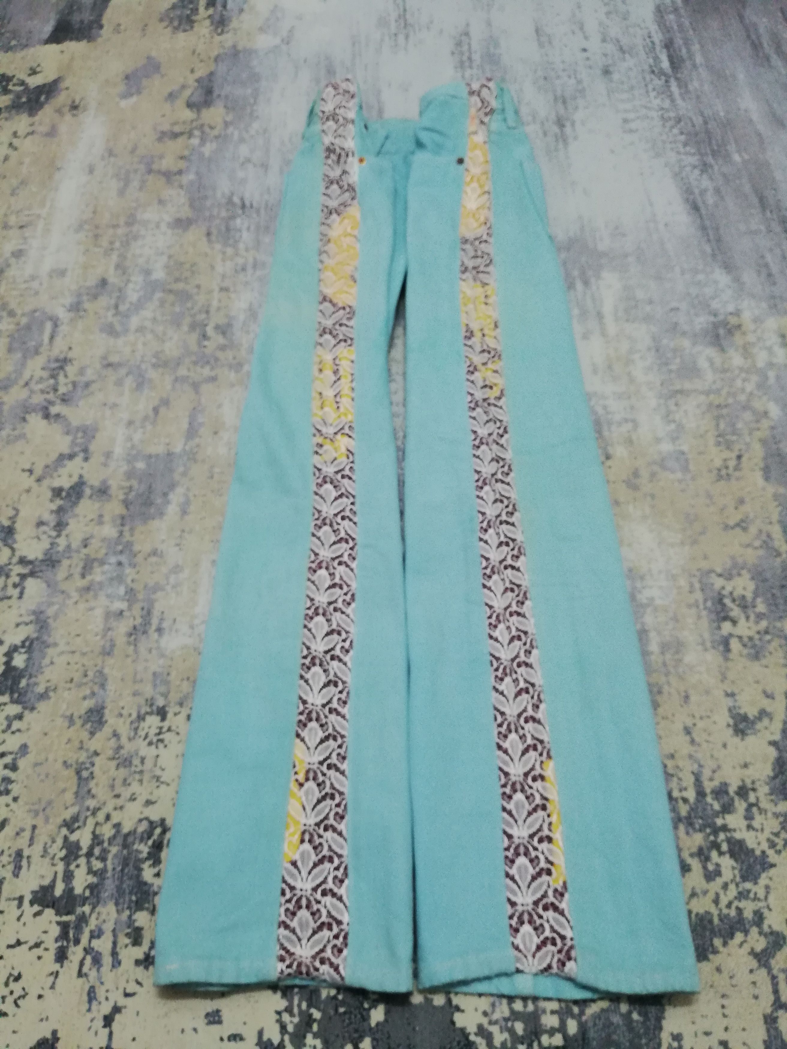 Levi's Vtg Levi's 501 Sample Turquoise Jeans w/ Lace Side Panels Size US 29 - 15 Thumbnail