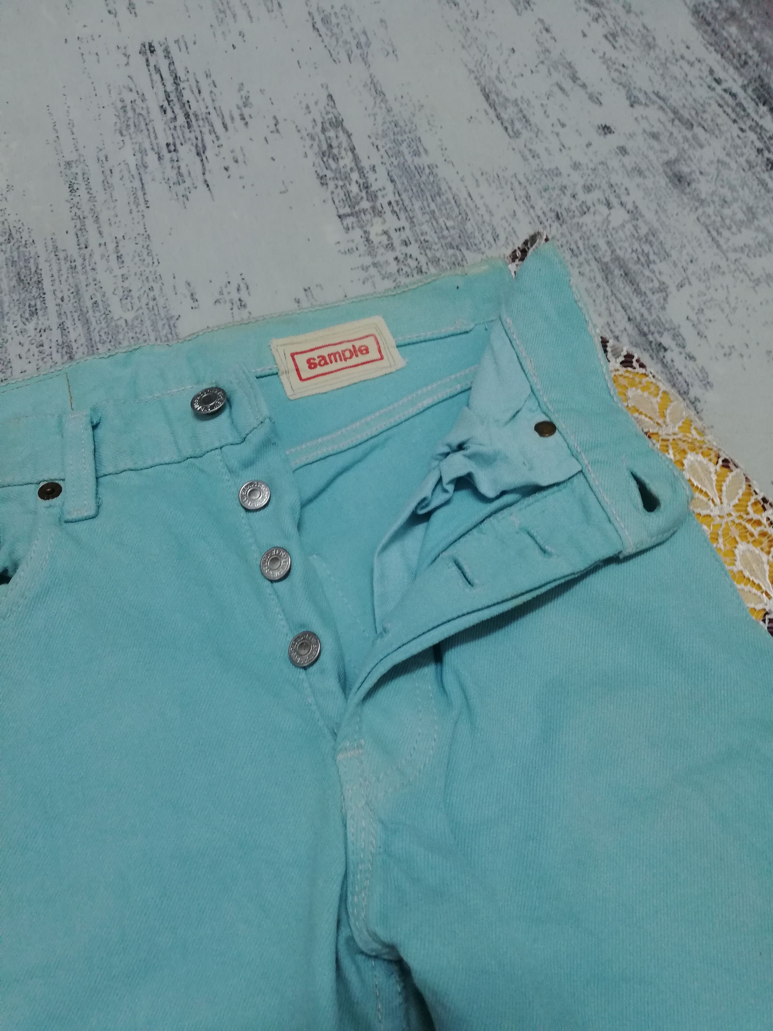 Levi's Vtg Levi's 501 Sample Turquoise Jeans w/ Lace Side Panels Size US 29 - 3 Thumbnail