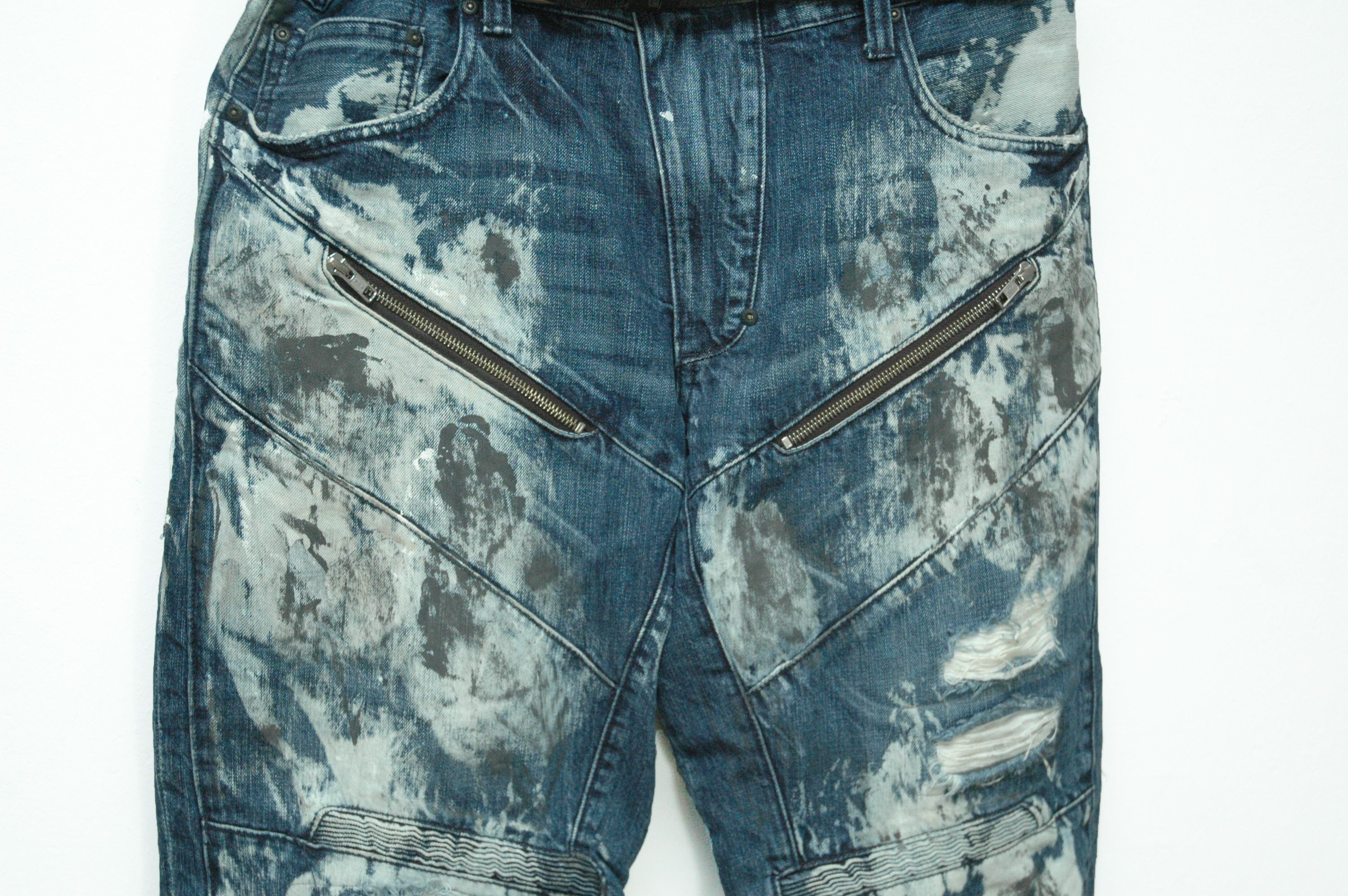 Prps PRPS Japan Distressed Wash Painted Denim Size US 40 / EU 56 - 2 Thumbnail