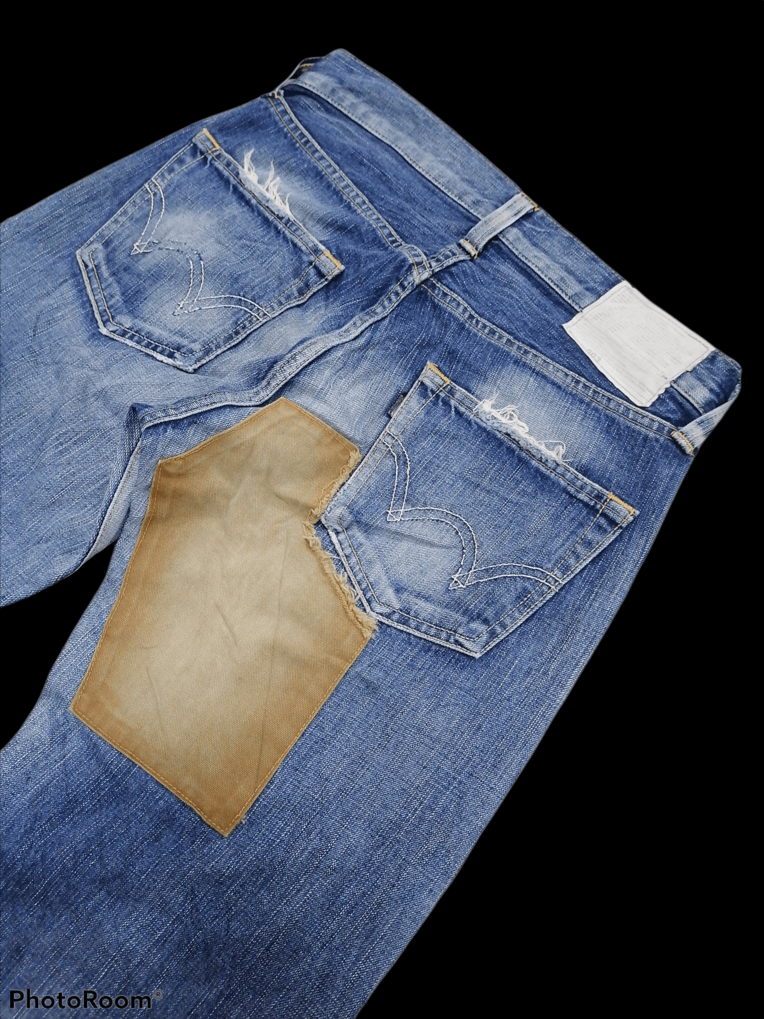 Japanese Brand Made In Japan Edwin Patchwork Distressed Denim Pants Size US 30 / EU 46 - 9 Thumbnail