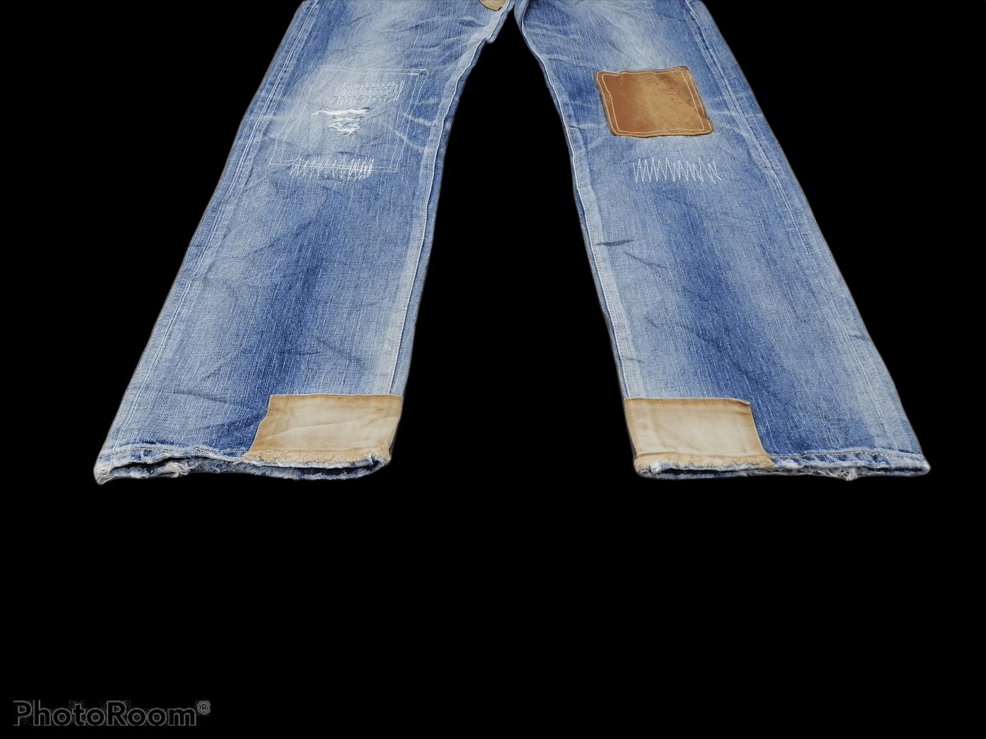 Japanese Brand Made In Japan Edwin Patchwork Distressed Denim Pants Size US 30 / EU 46 - 2 Thumbnail