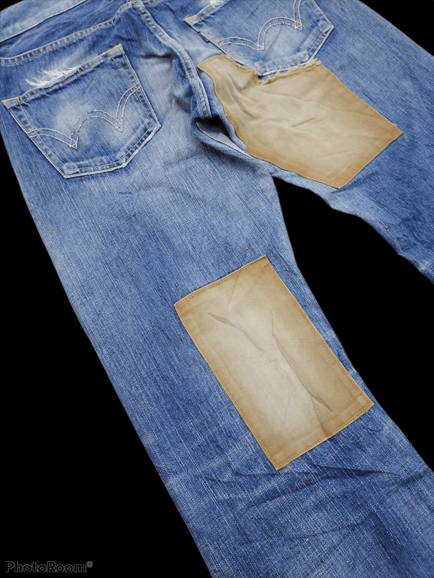 Japanese Brand Made In Japan Edwin Patchwork Distressed Denim Pants Size US 30 / EU 46 - 8 Thumbnail
