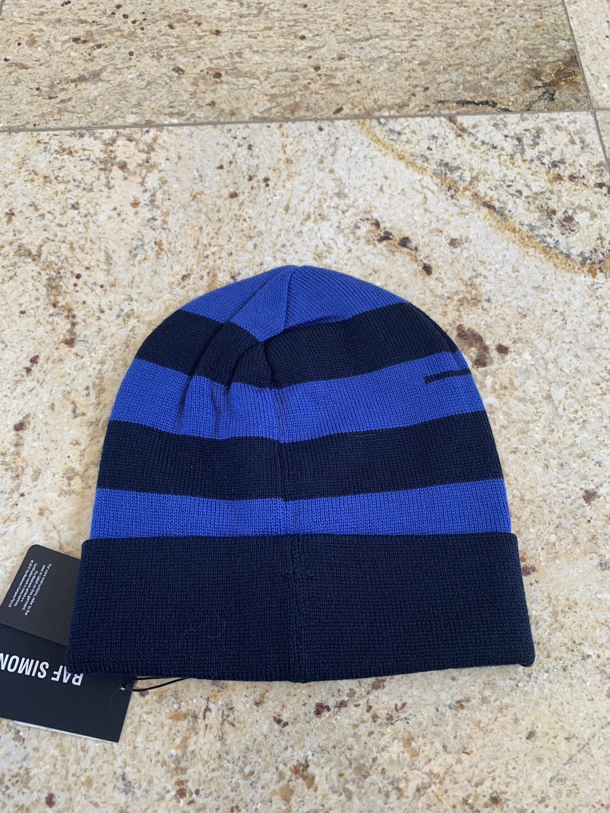 Raf Simons Blue & Black Pure Wool Stripe Hat Size ONE SIZE - 8 Thumbnail