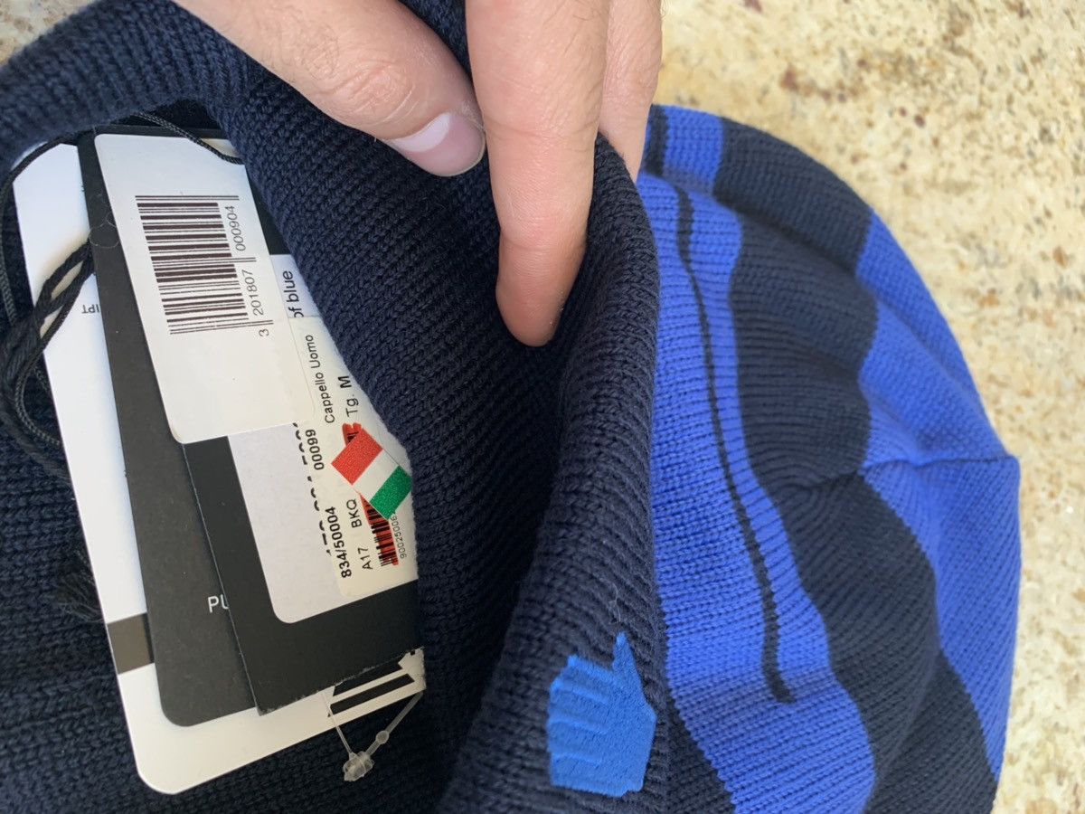 Raf Simons Blue & Black Pure Wool Stripe Hat Size ONE SIZE - 5 Thumbnail