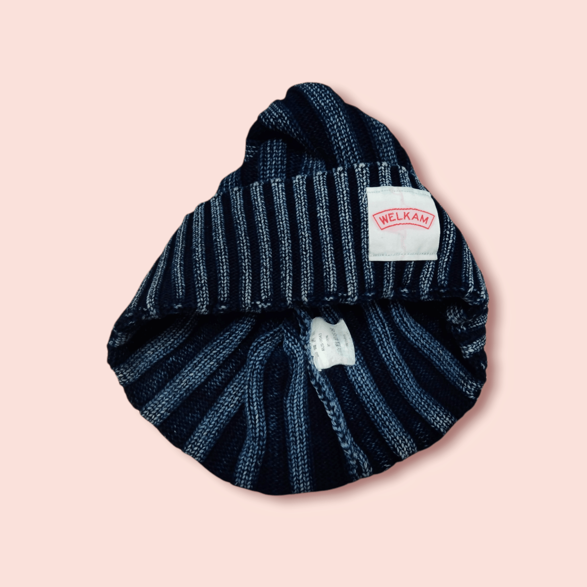 Indigo × Japanese Brand WELLKAM JAPAN INDIGO OVERDYED RIB KNIT SKULL BEANIE Size ONE SIZE - 5 Thumbnail