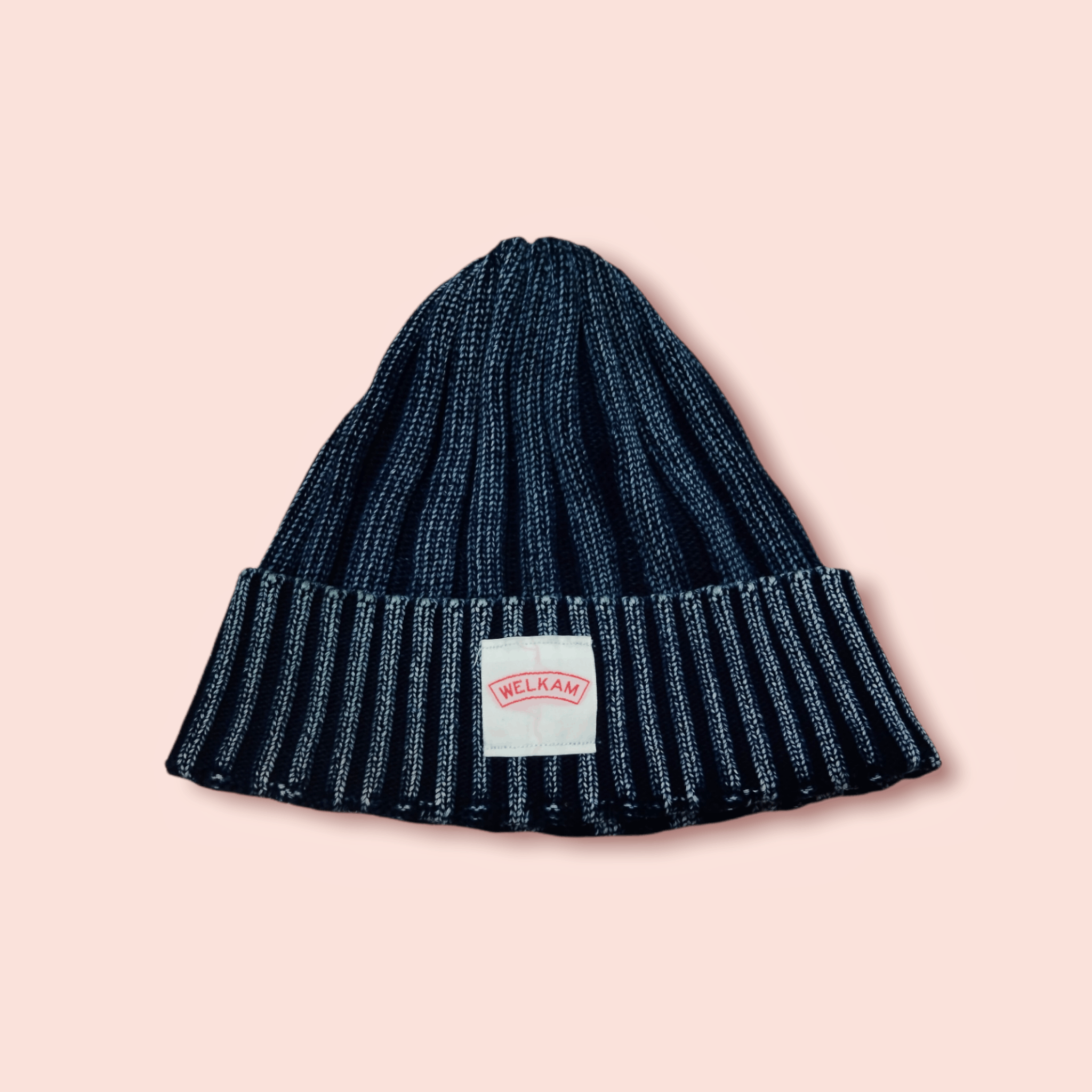 Indigo × Japanese Brand WELLKAM JAPAN INDIGO OVERDYED RIB KNIT SKULL BEANIE Size ONE SIZE - 2 Thumbnail