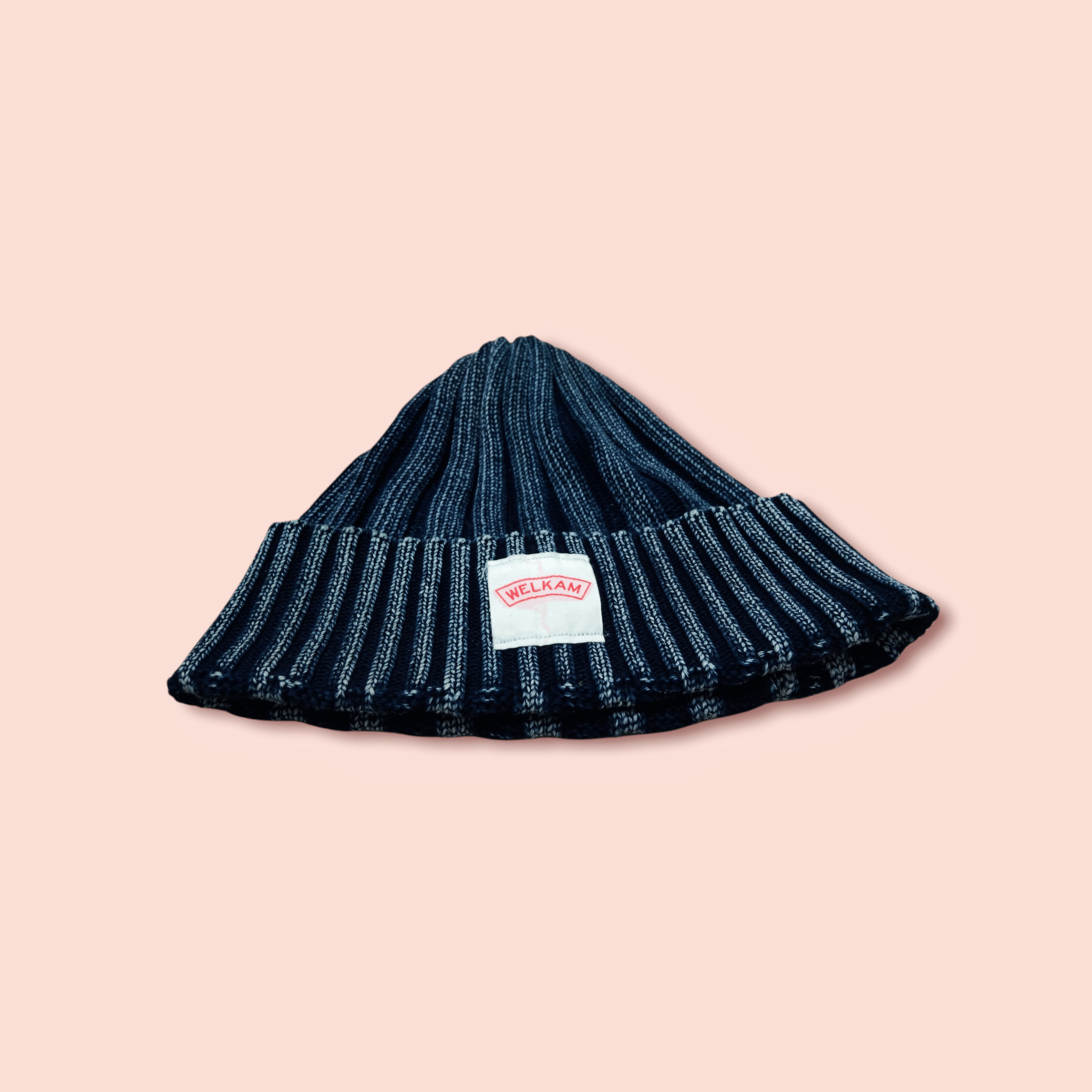 Indigo × Japanese Brand WELLKAM JAPAN INDIGO OVERDYED RIB KNIT SKULL BEANIE Size ONE SIZE - 3 Thumbnail