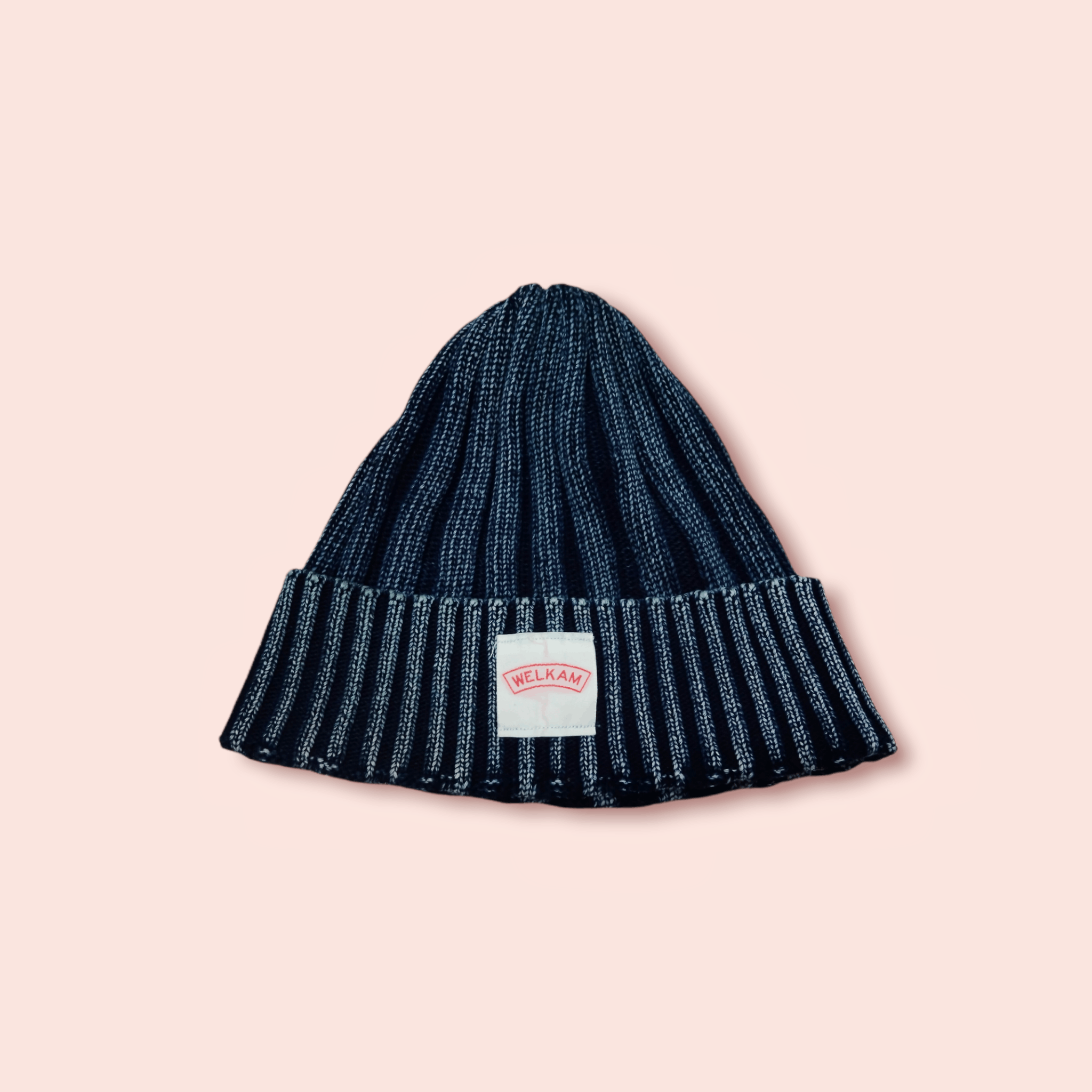 Indigo × Japanese Brand WELLKAM JAPAN INDIGO OVERDYED RIB KNIT SKULL BEANIE Size ONE SIZE - 1 Thumbnail