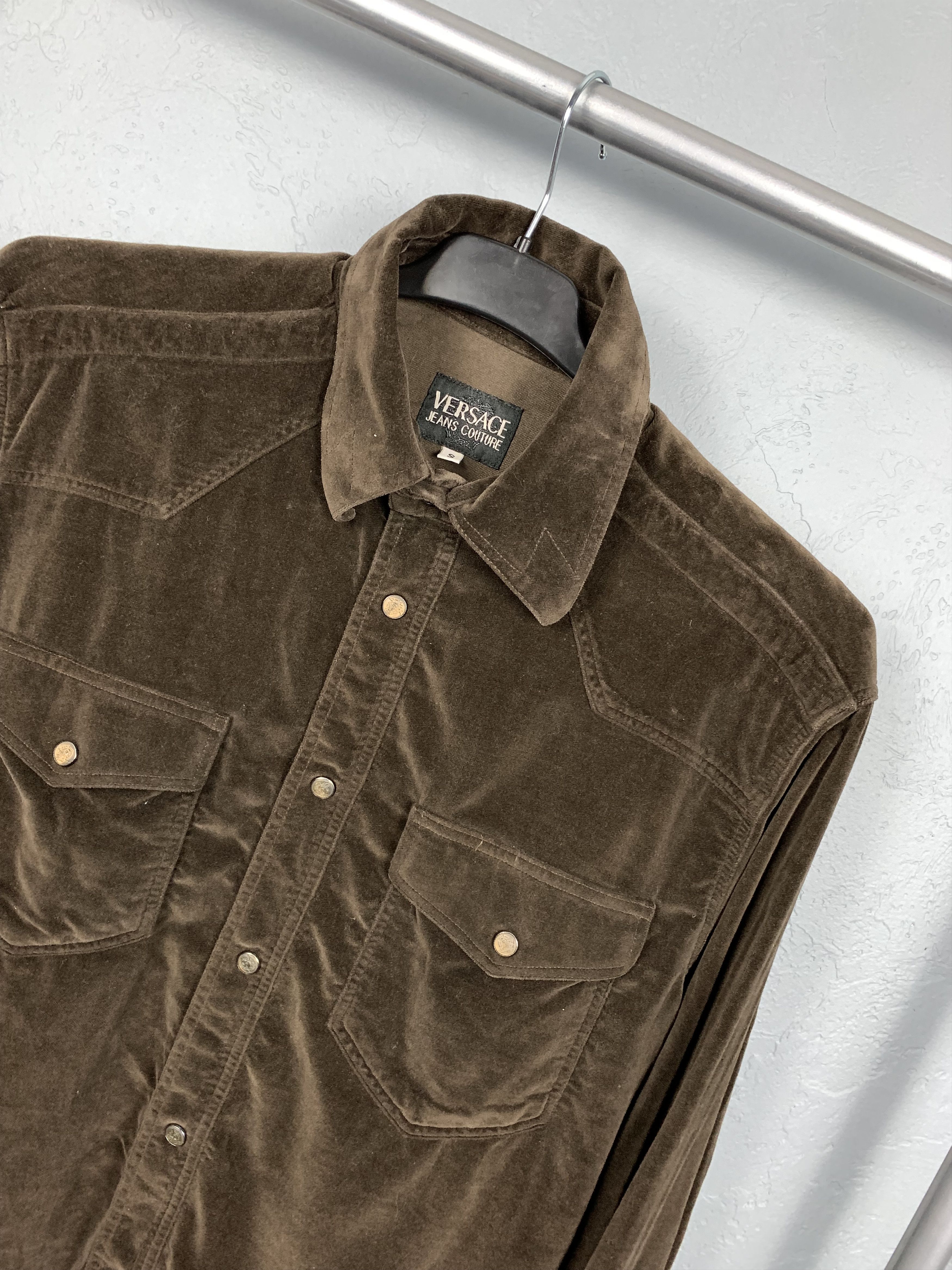 Versace × Versace Jeans Couture × Versus Versace 90s Vintage Versace Mens Velour Shirt Size US M / EU 48-50 / 2 - 2 Thumbnail