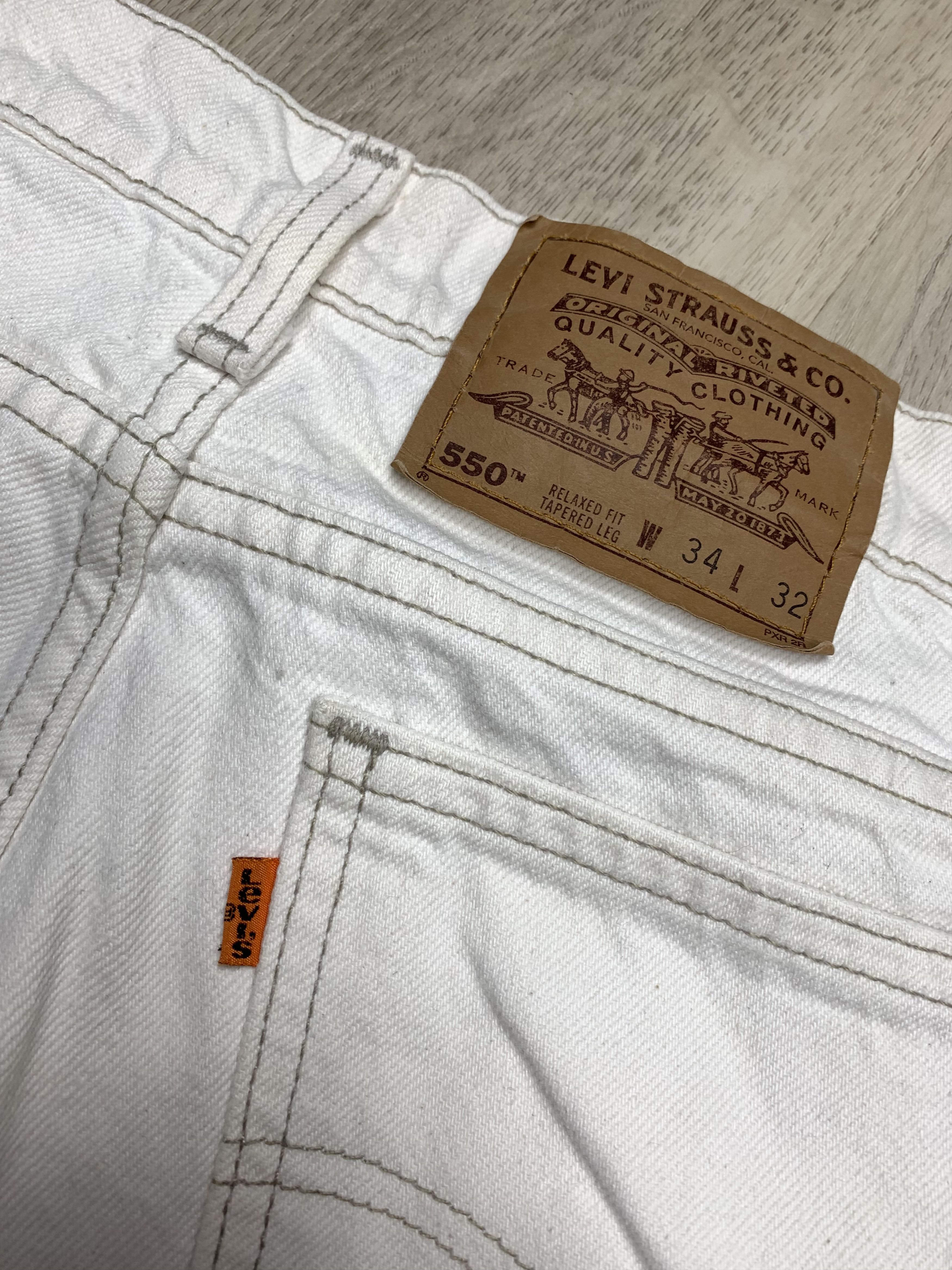 Levi's Levis 550 White Denim Pants Orange Tab Jeans Size US 30 / EU 46 - 3 Thumbnail