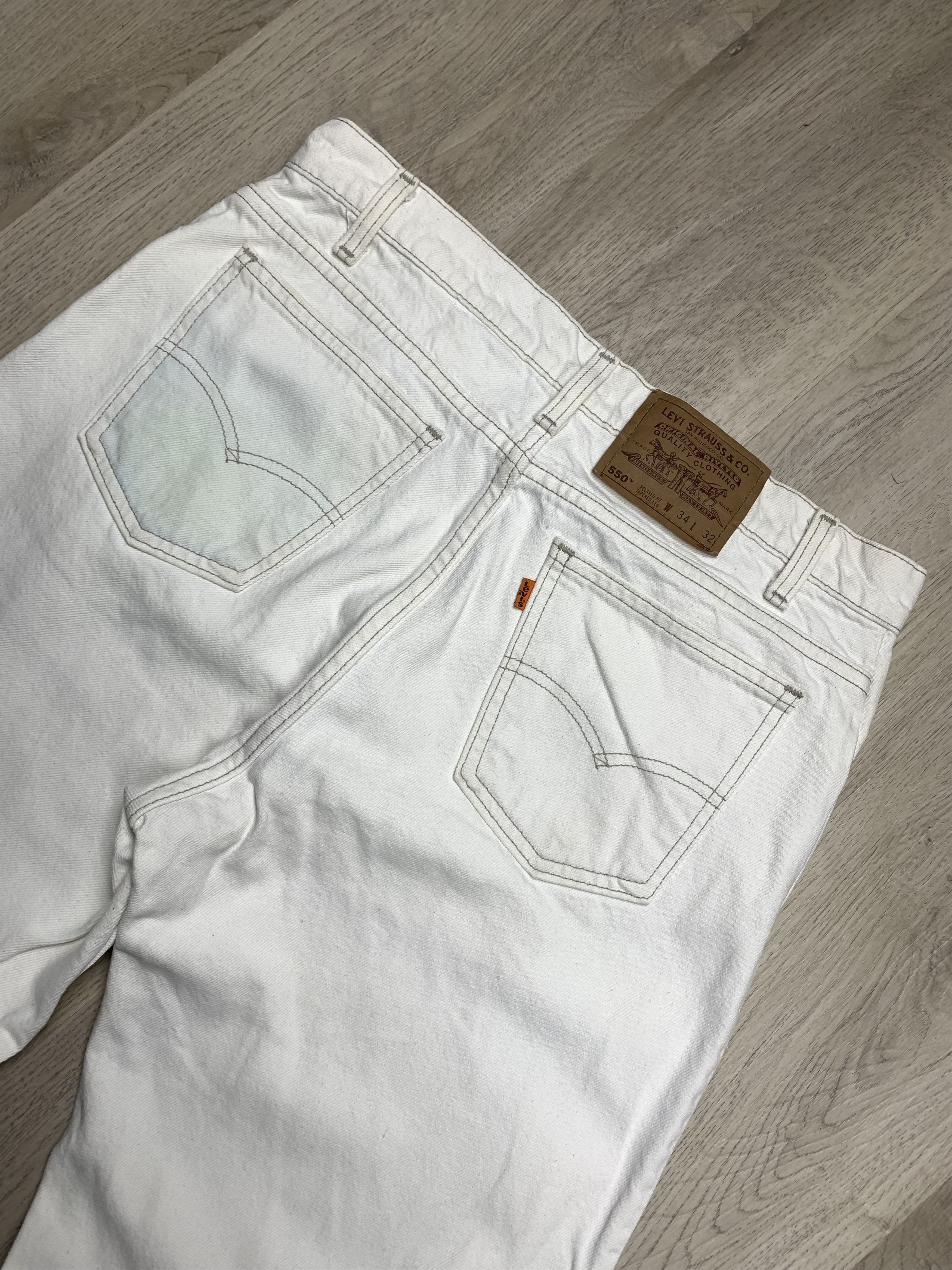 Levi's Levis 550 White Denim Pants Orange Tab Jeans Size US 30 / EU 46 - 2 Thumbnail