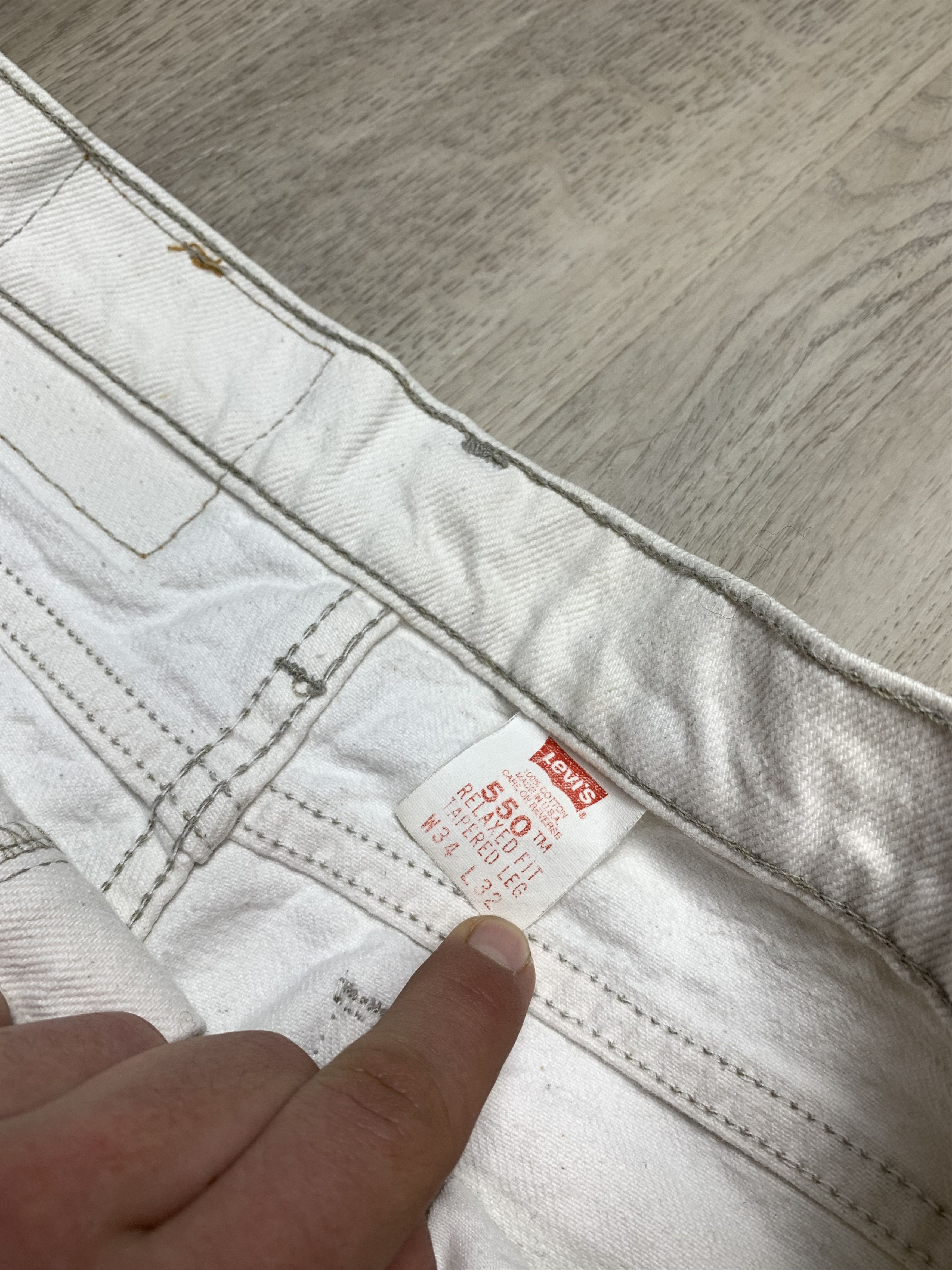 Levi's Levis 550 White Denim Pants Orange Tab Jeans Size US 30 / EU 46 - 9 Thumbnail