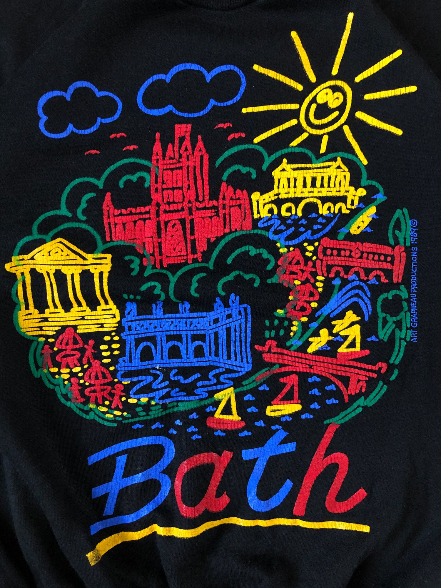 Vintage Vintage 1989 Boxy Black 'Bath' Sweatshirt (Made in England) Size US L / EU 52-54 / 3 - 2 Thumbnail